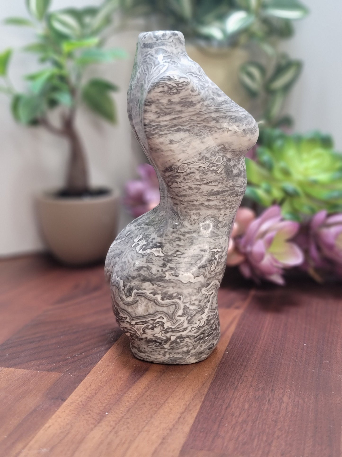 Picasso Jasper Goddess Crystal Carving: Spiderweb Stone (6 Inches)