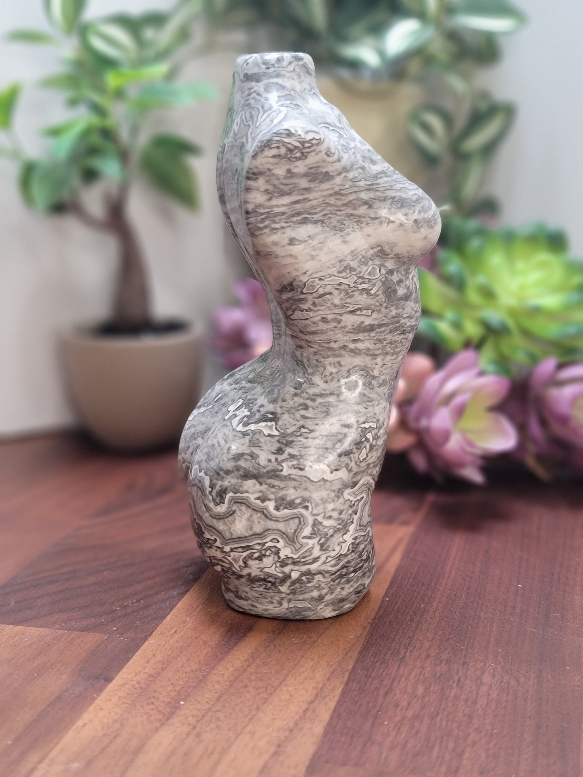 Picasso Jasper Goddess Crystal Carving: Spiderweb Stone (6 Inches)
