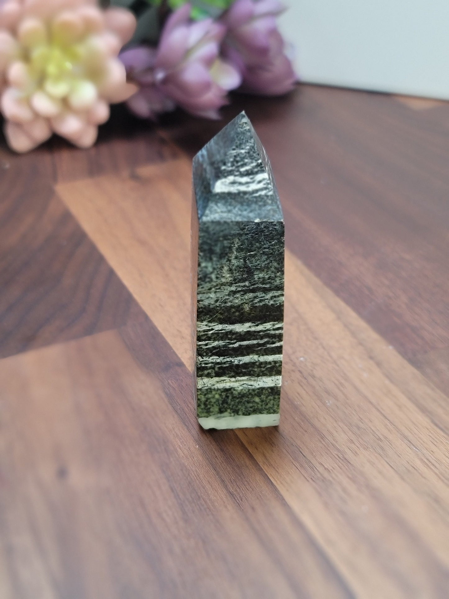 Crystal Tower: Green Zebra Jasper Stone (79mm Natural)