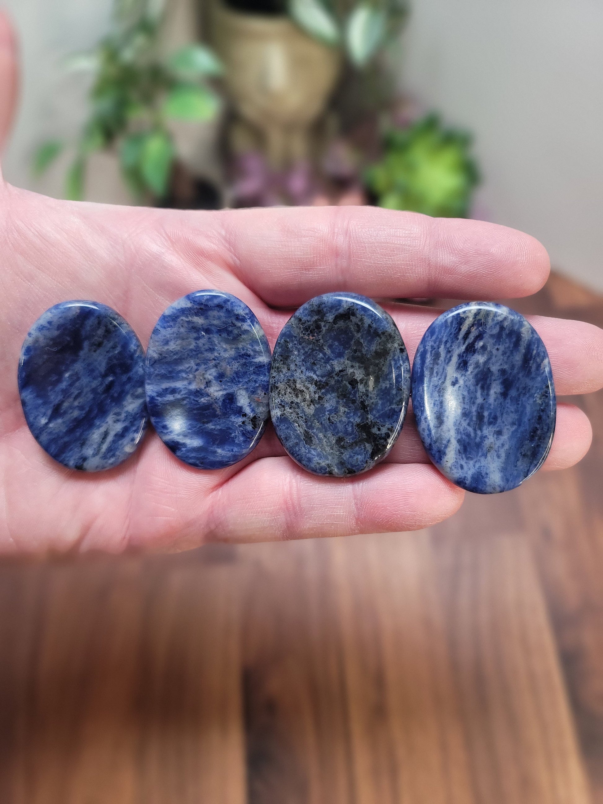 Sodalite Crystal Worry Stone: Deep Blue Pocket Fidget (1.77")