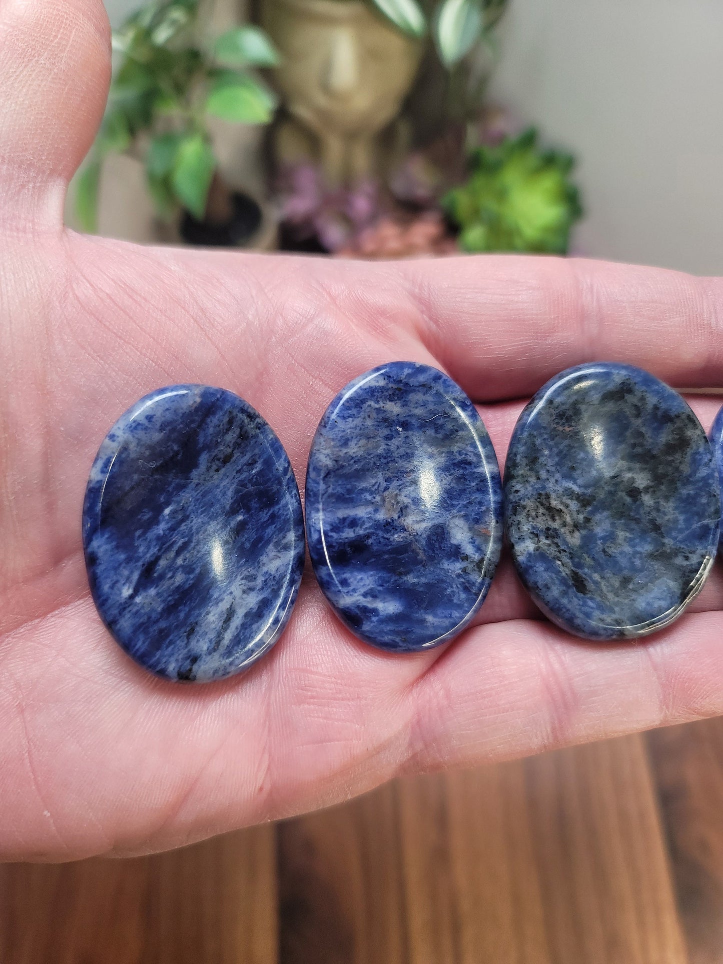Sodalite Crystal Worry Stone: Deep Blue Pocket Fidget (1.77")