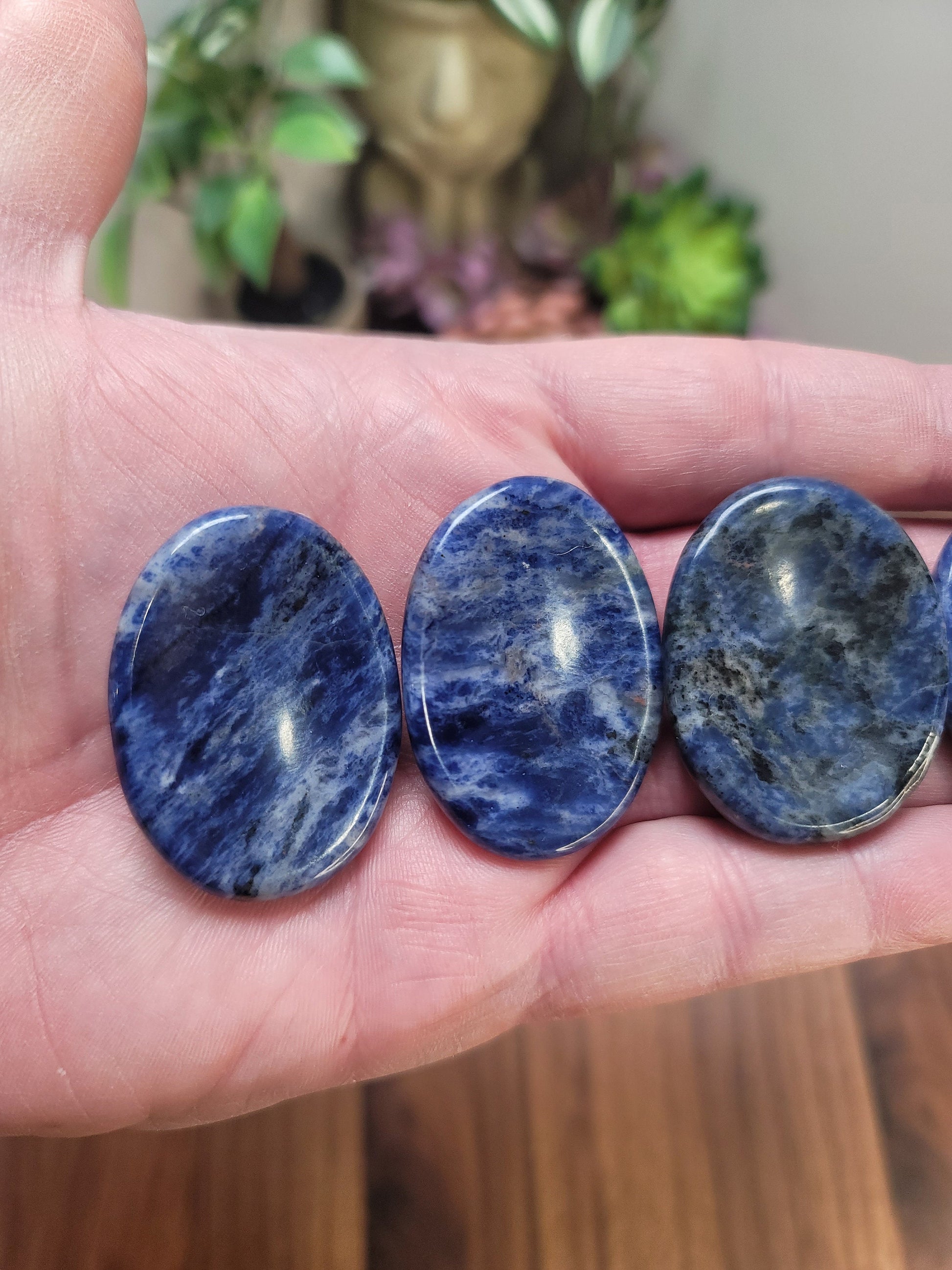 Sodalite Crystal Worry Stone: Deep Blue Pocket Fidget (1.77")