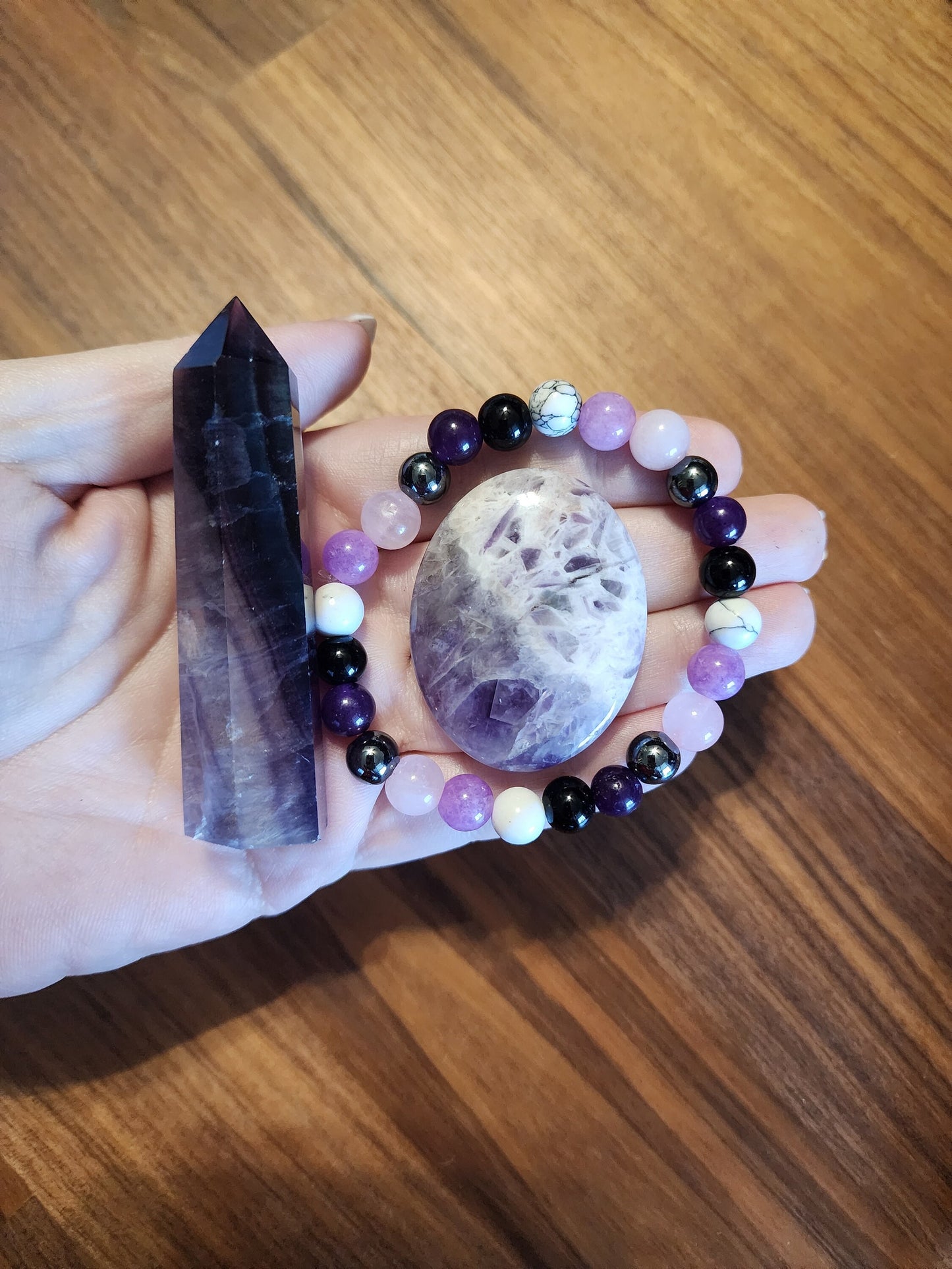 Crystal Bundle Offer: Medium Tower, Bracelet & Worry Stone Set | Healing Crystals, Intuitive Selection | Gift Ready