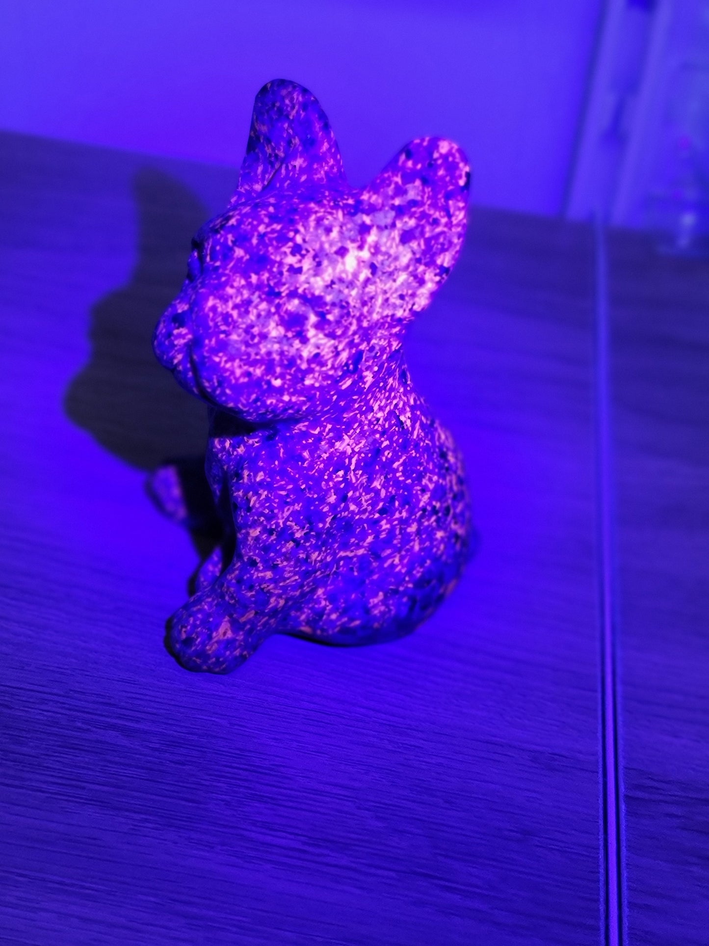 Yappy Yooperlite French Bulldog Crystal Carving | 4 inch | Gray and Black | Only 1 Available | UV Reactive