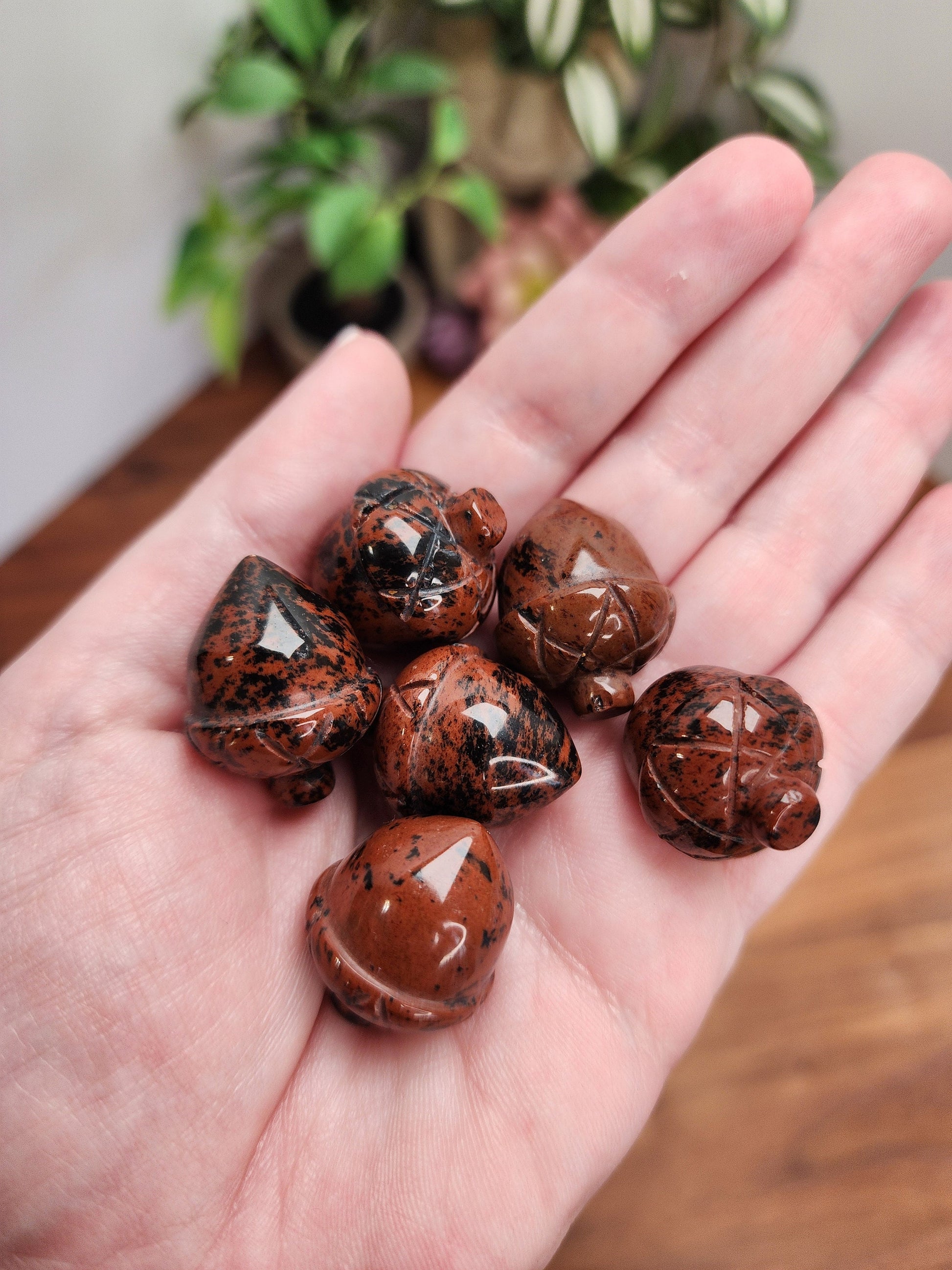 Crystal Acorns! | Yellow Crazy Lace, Green Unakite, Flashy Larvakite, Red Obsidian/Brown Mohagany Jasper, Granite | Choose Your Material!