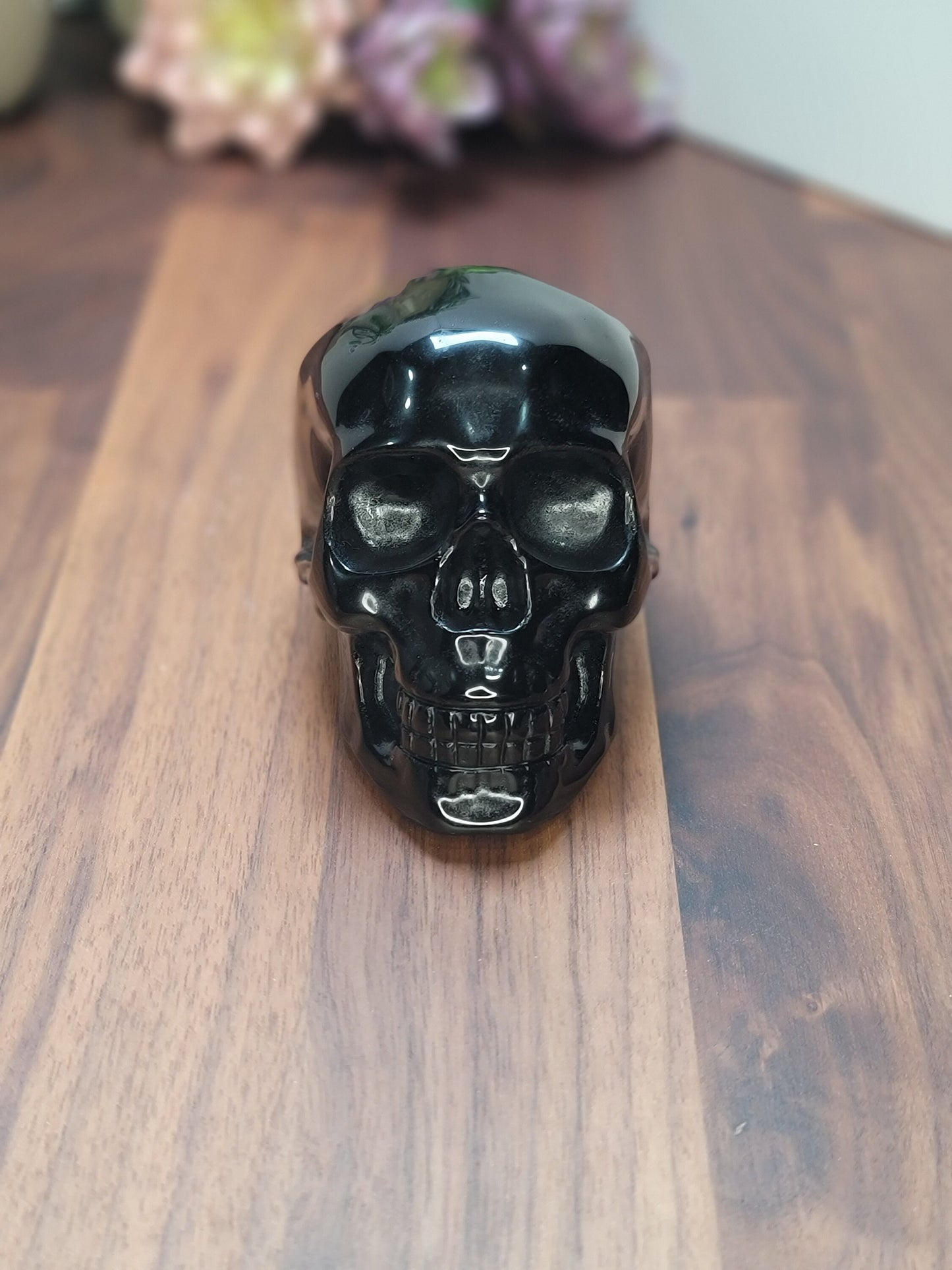 Stunning Obsidian Skull | 4" Glossy Black Crystal Carving for Halloween or Spooky Season Decor | Edgar Allen Poe Core | Summerween Favorites