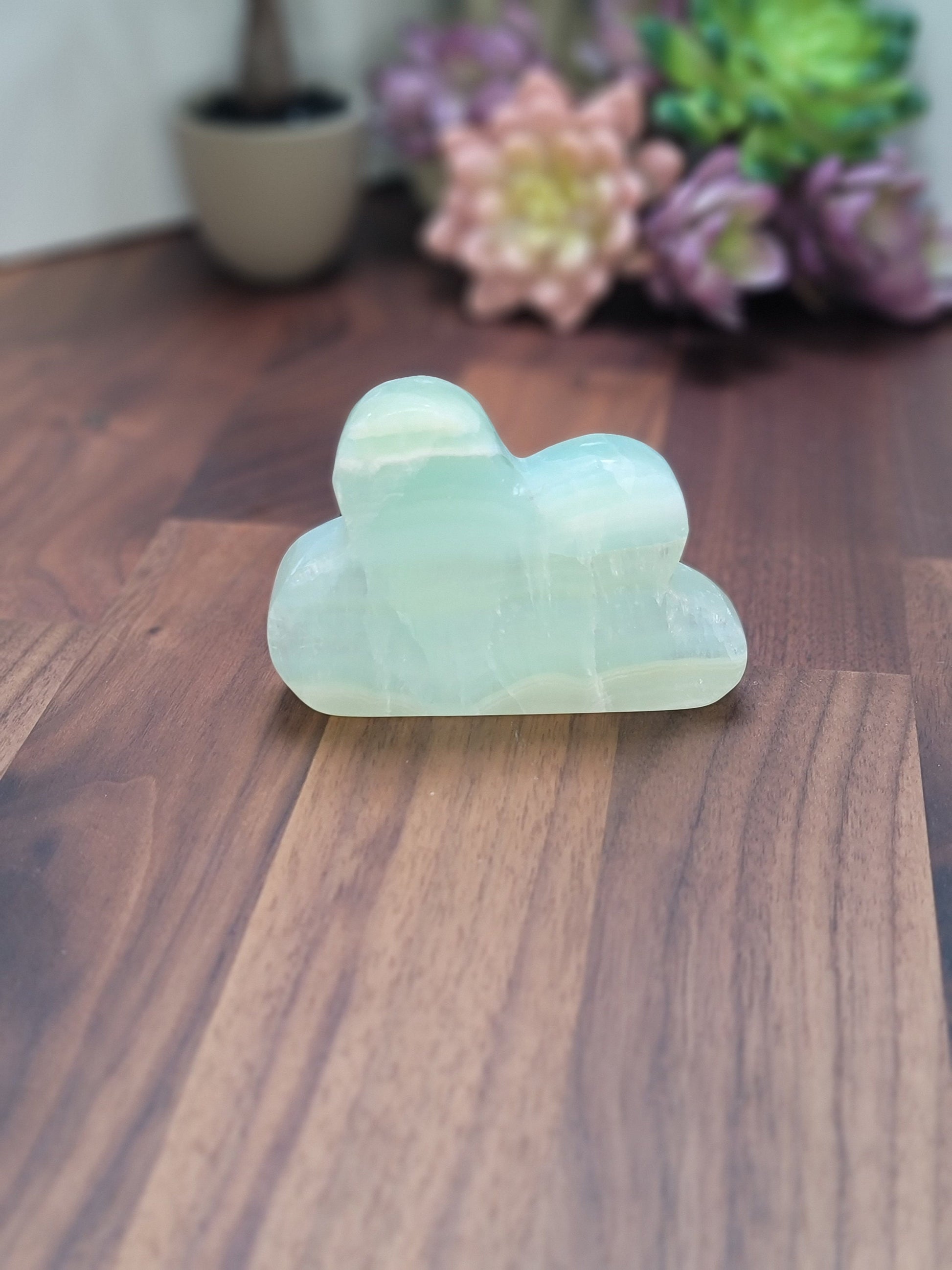 Pistachio Calcite Cloud Carving: Green and Teal Blue Crystal