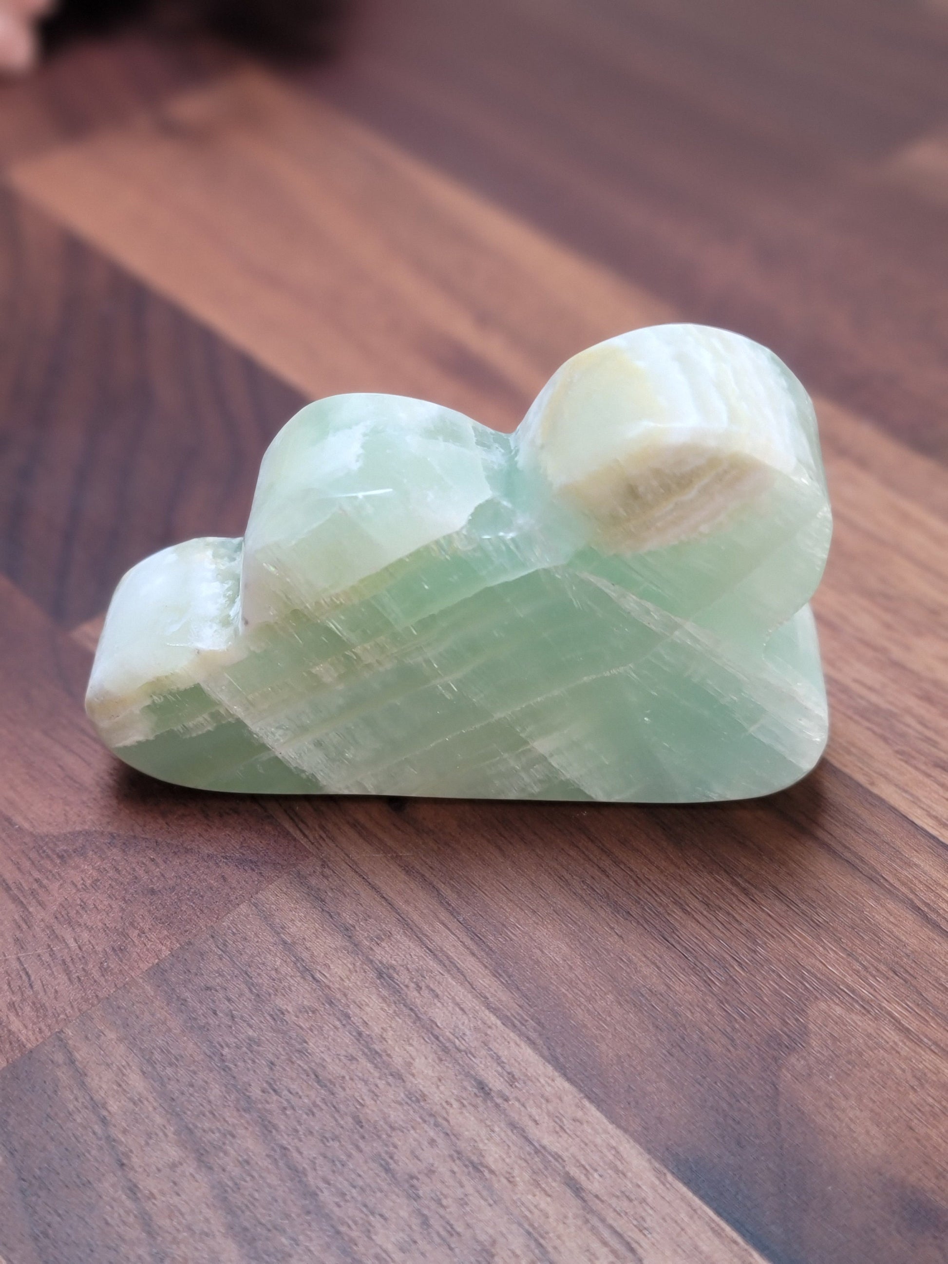 Green Calcite Cloud Crystal Carving (87 X 56 MM)