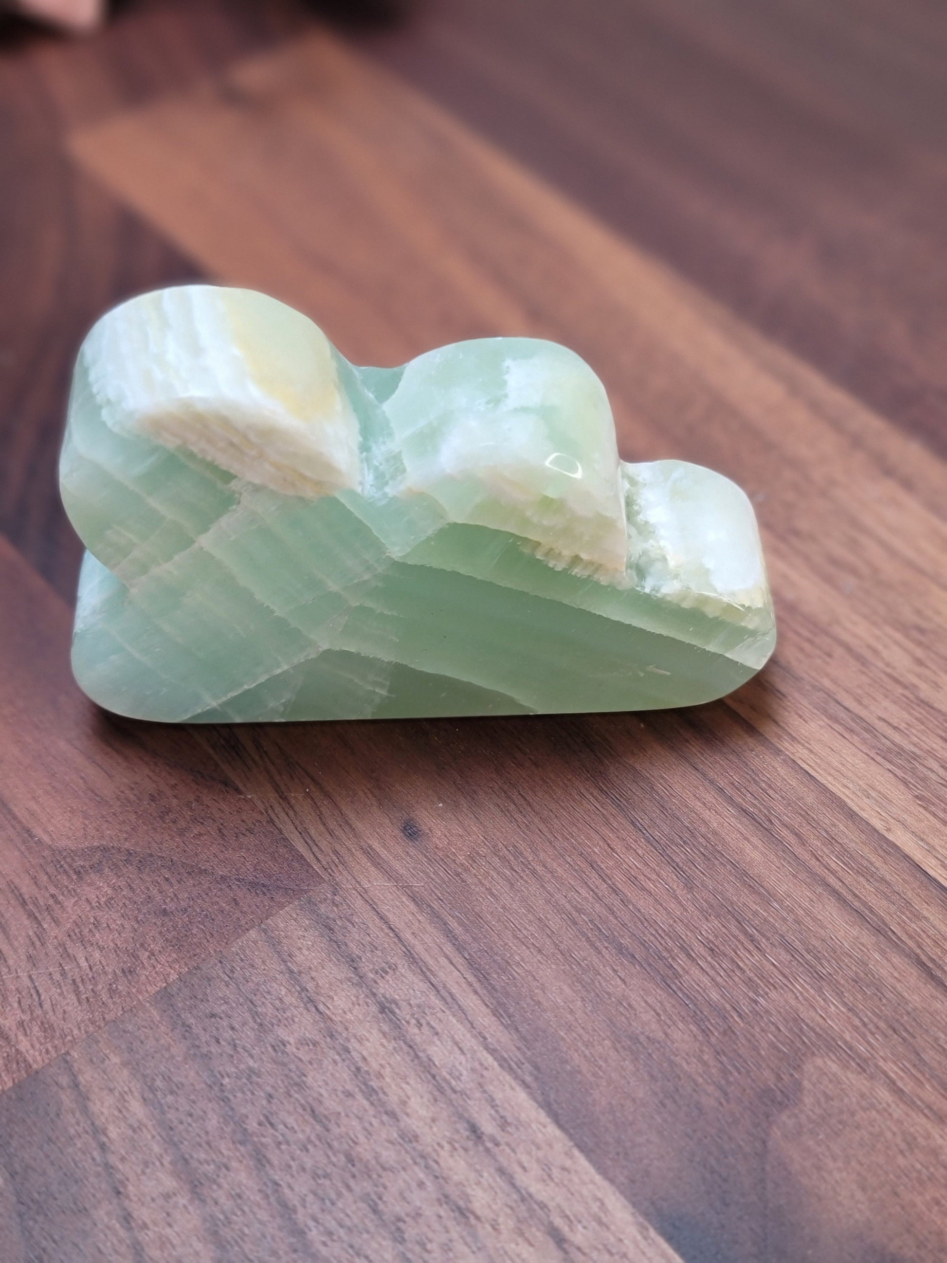 Green Calcite Cloud Crystal Carving (87 X 56 MM)