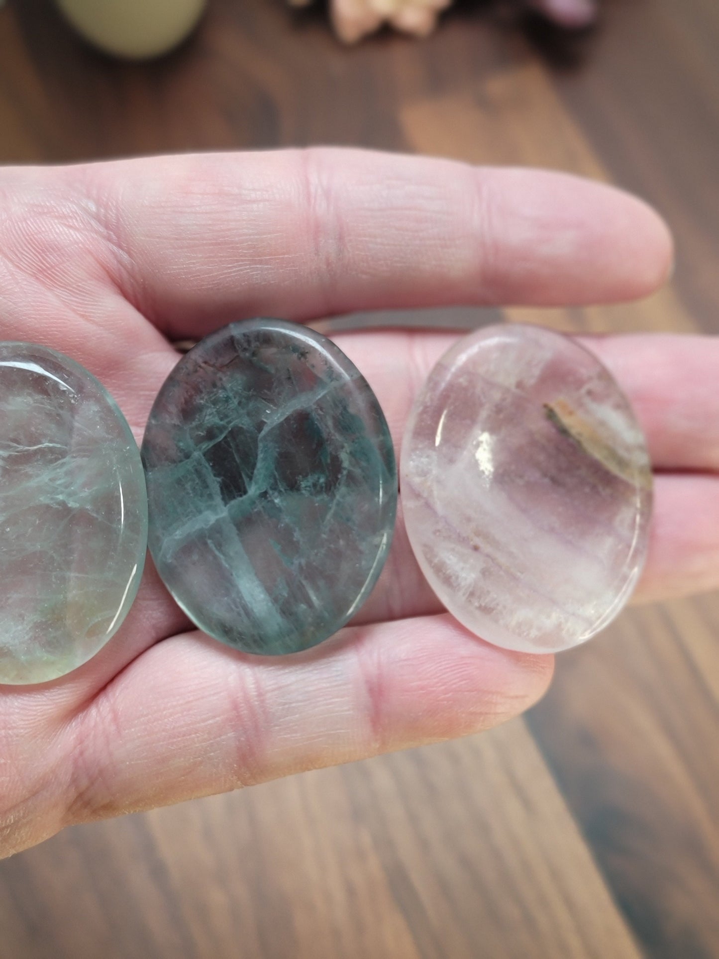 Rainbow Fluorite Worry Stone | 1.75" | Green | Pocket Crystals | ADHD Fidget | Intuitively Chosen