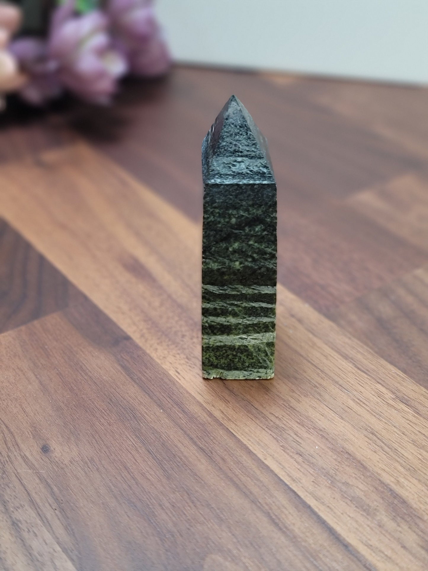 Crystal Tower: Green Zebra Jasper Stone (79mm Natural)