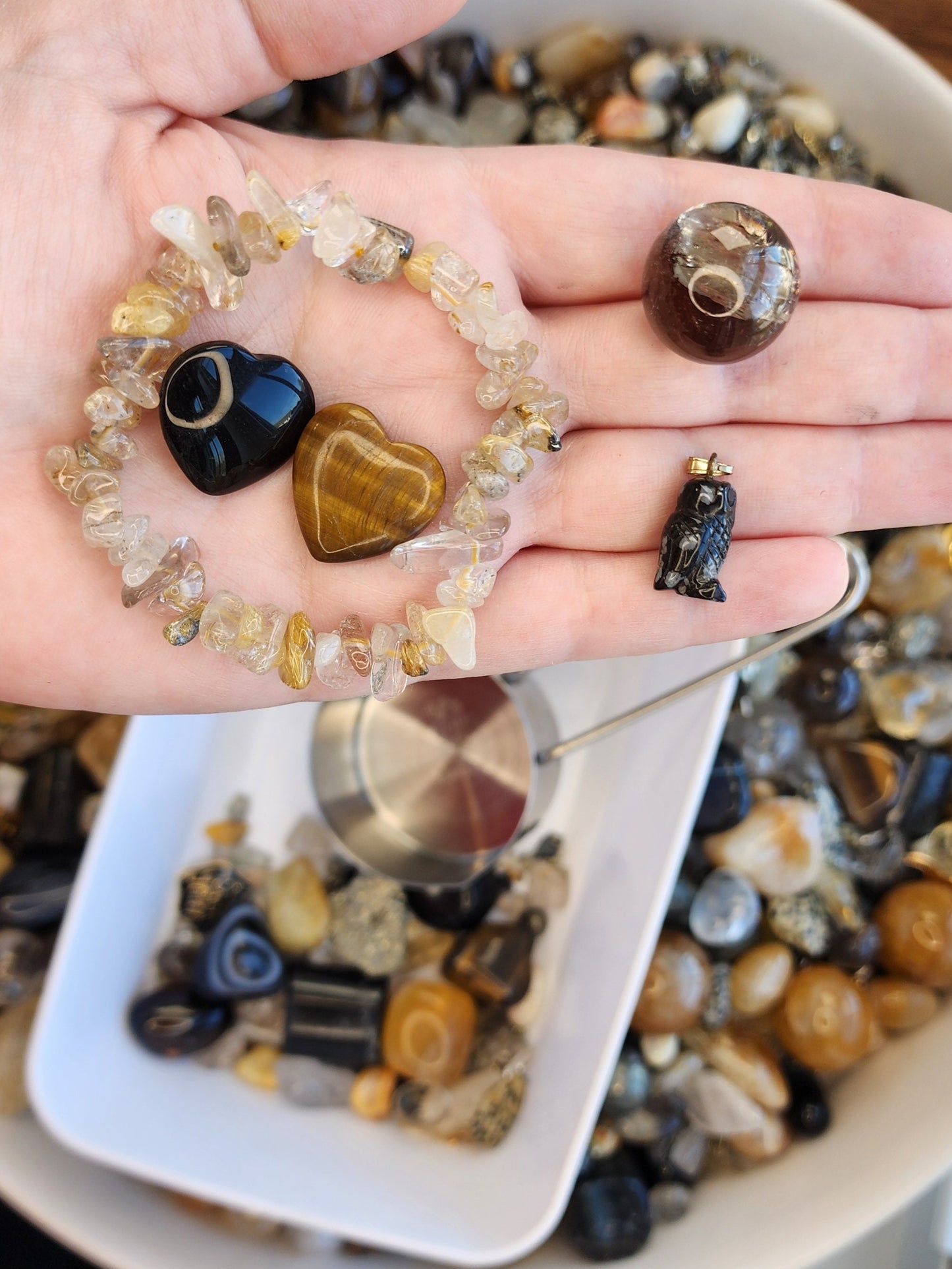 Crystal Confetti Scoop: Gold, Citrine, Obsidian, Quartz Mix