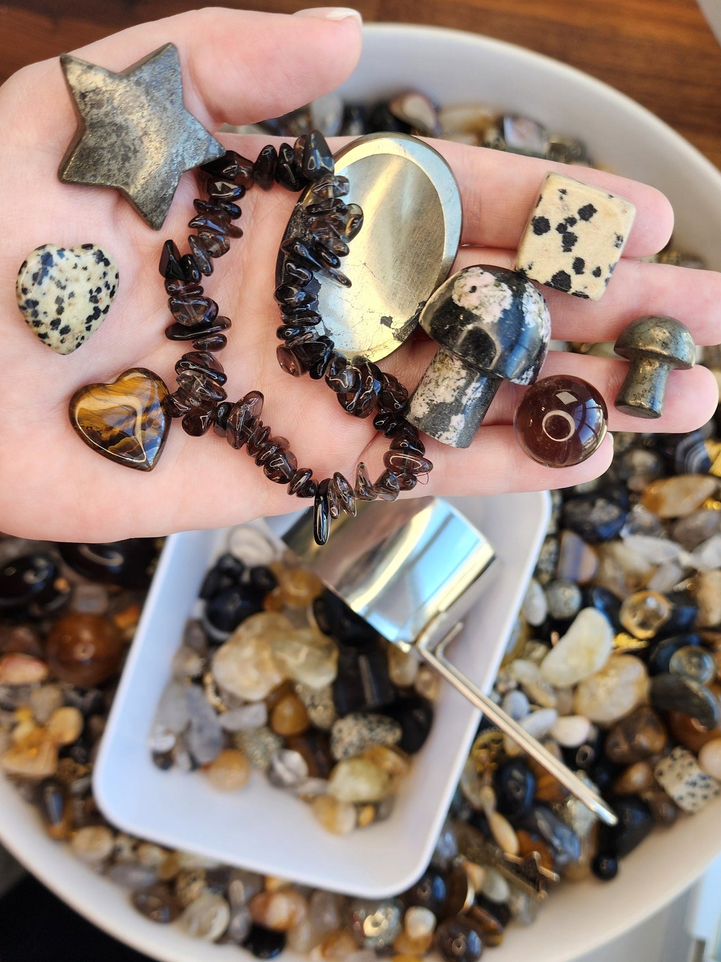 Crystal Confetti Scoop: Gold, Citrine, Obsidian, Quartz Mix