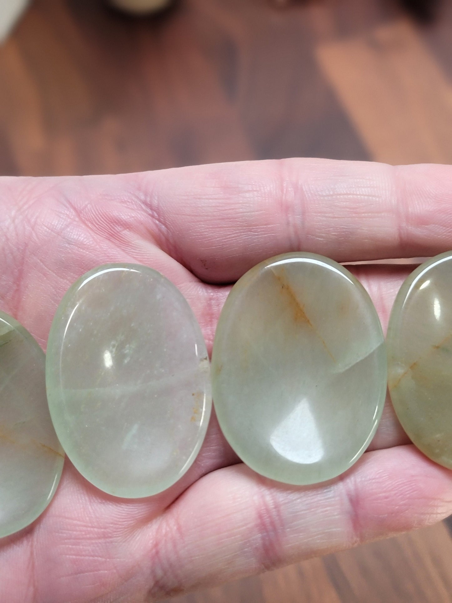 Green Onyx Worry Stone | 1.75" | Light Green & Orange | Pocket Crystals | ADHD Fidget | Intuitively Chosen