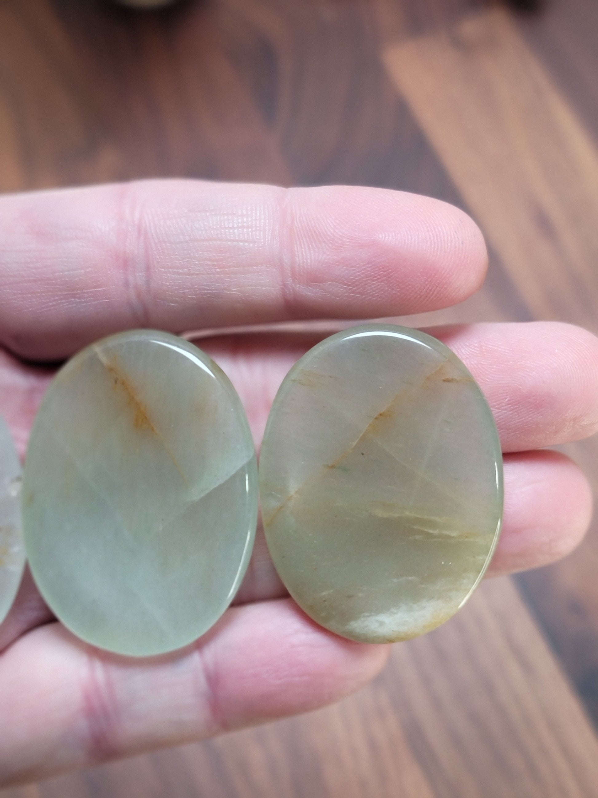 Green Onyx Worry Stone | 1.75" | Light Green & Orange | Pocket Crystals | ADHD Fidget | Intuitively Chosen