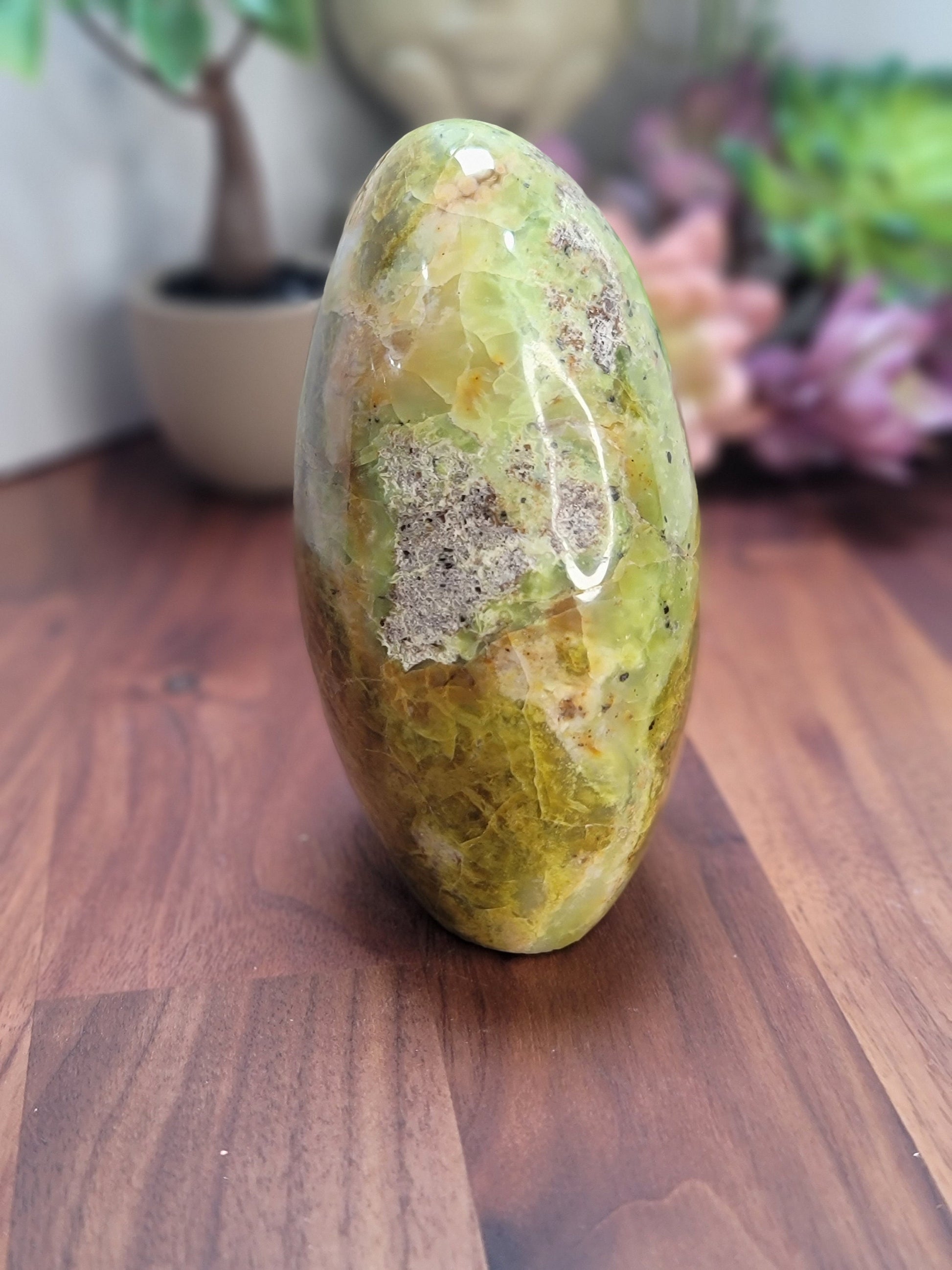 Green Opal Free Form (B) Betty | Crystal Carving | Green Brown and Yellow | Only 1 Available