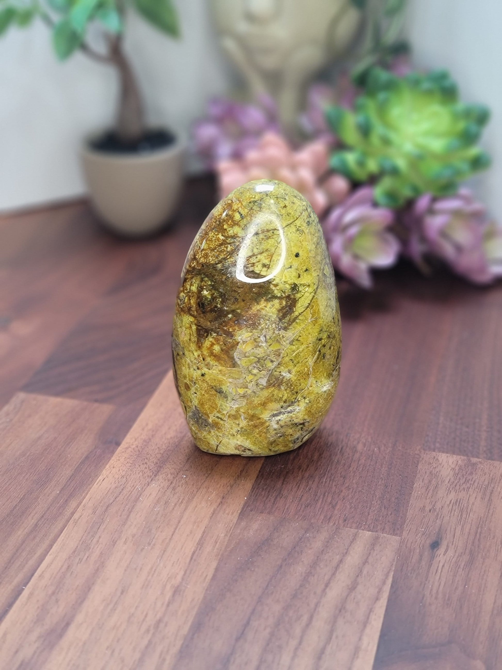 Green Opal Free Form (A) Abbie | Crystal Carving | Green Brown and Yellow | Only 1 Available