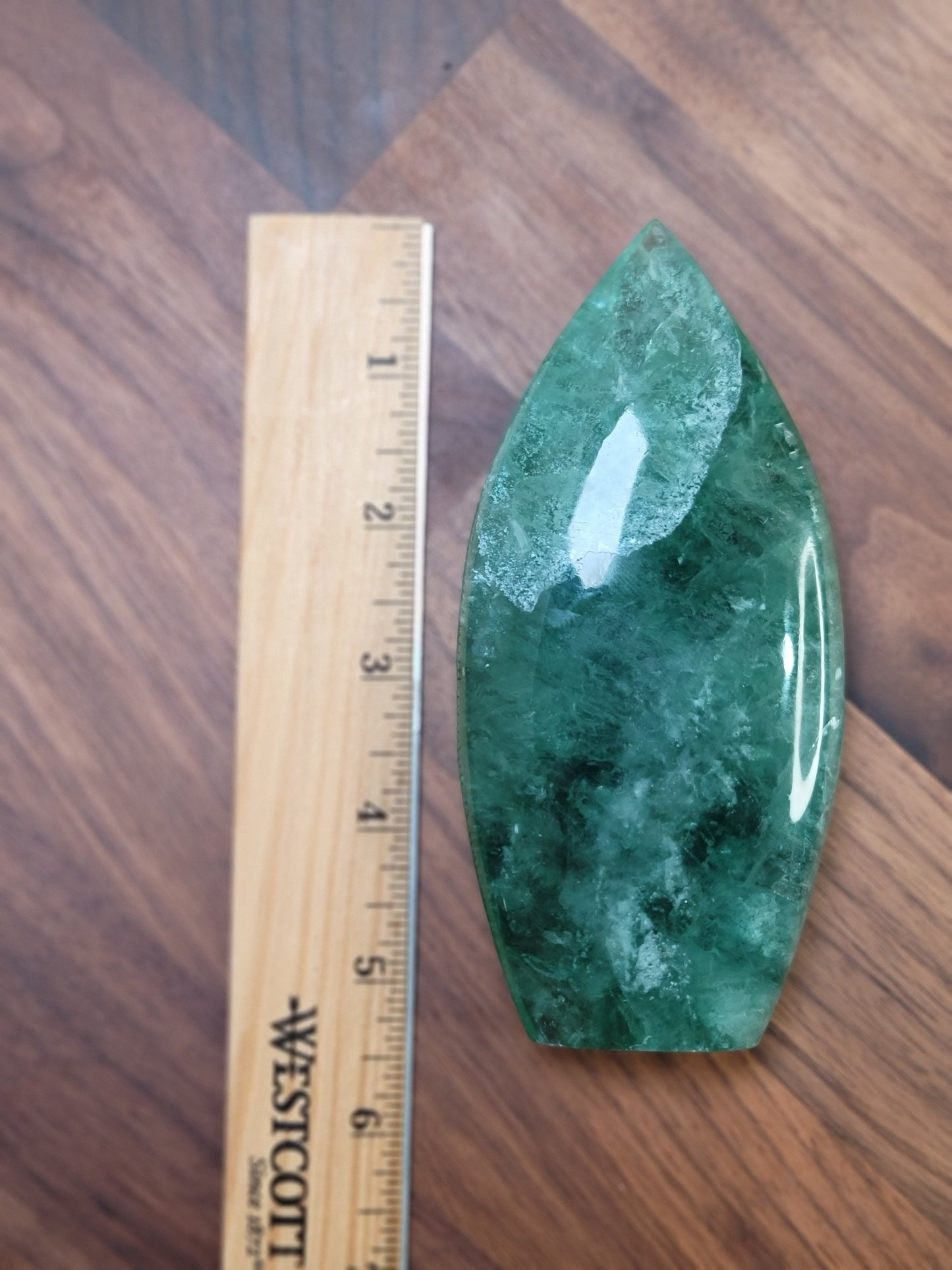 Green Fluorite Flame Crystal Carving | 5.2 Inches | Green and White | Alpha | Only 1 Available