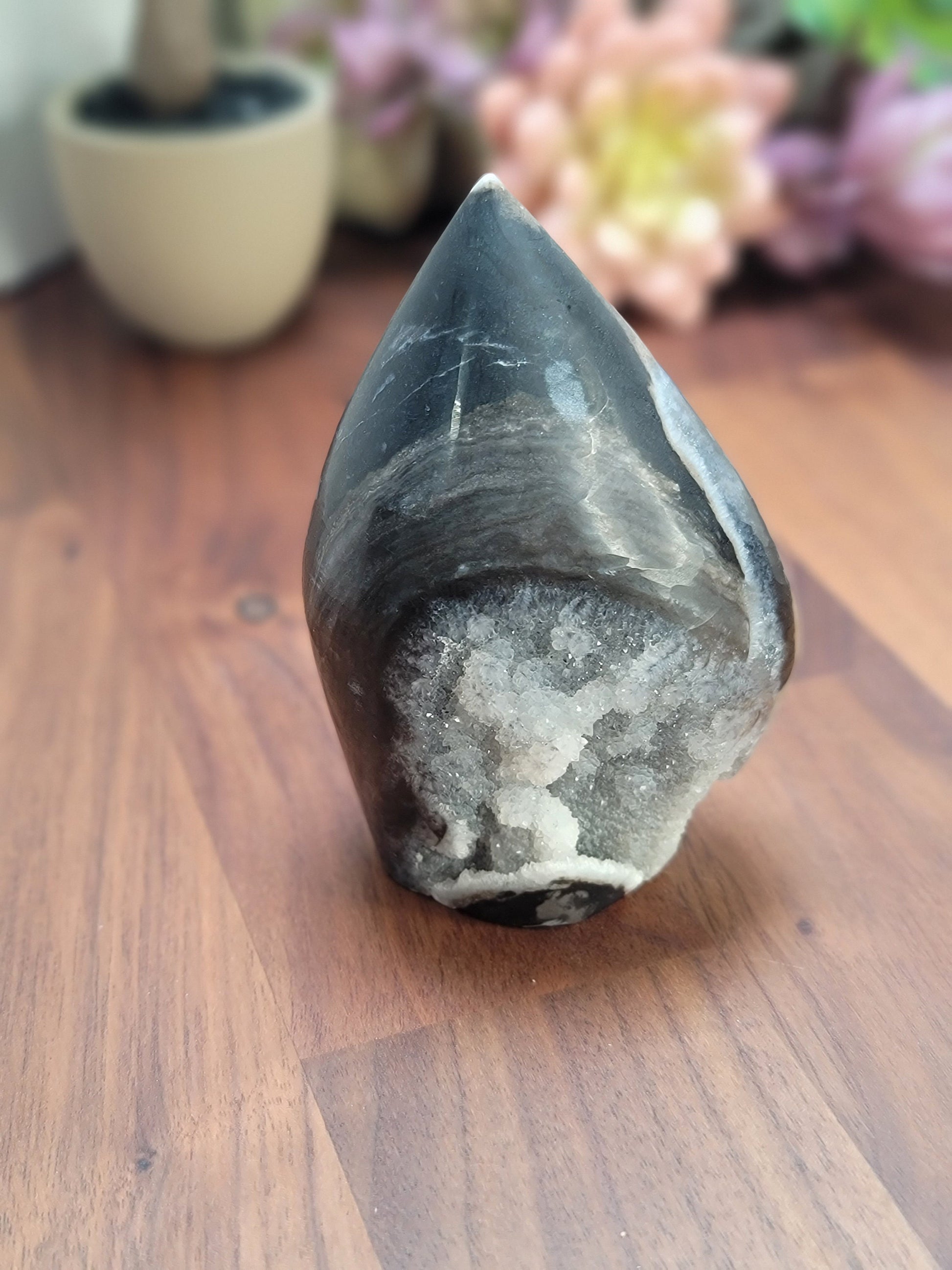 Druzy Sphalerite Free Form (F) Frankie | 3.5" | Sparkling Black and Gray Flame | Only 1 Available