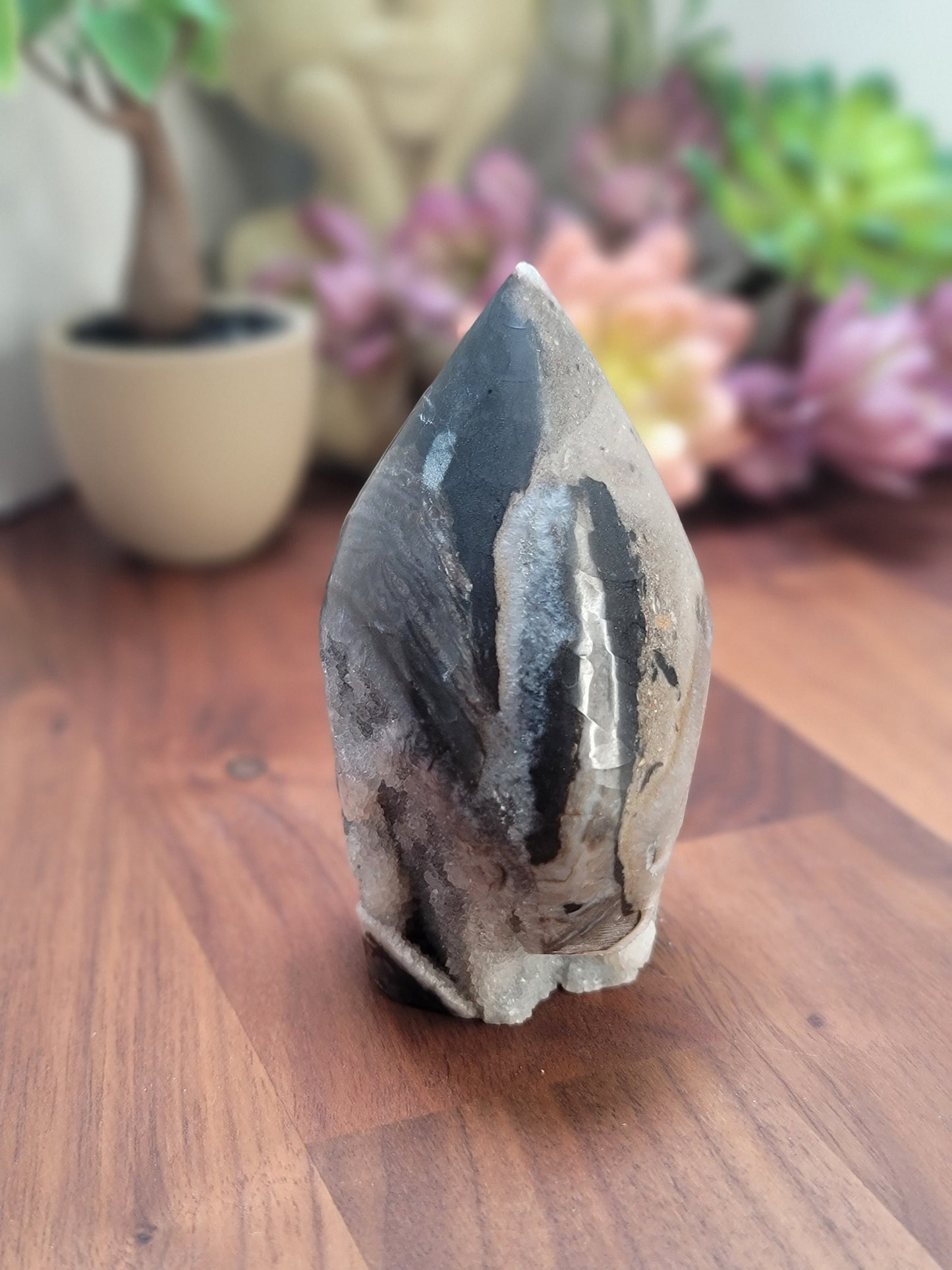 Druzy Sphalerite Free Form (F) Frankie | 3.5" | Sparkling Black and Gray Flame | Only 1 Available