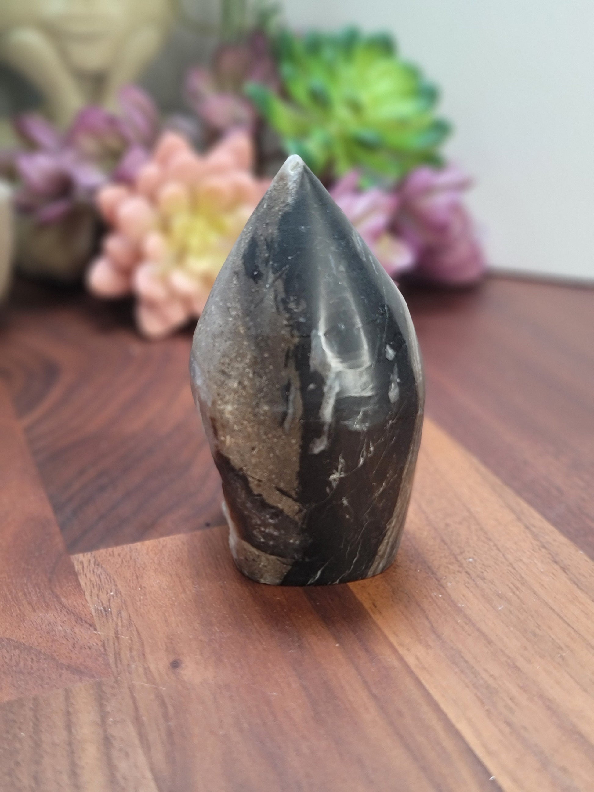 Druzy Sphalerite Free Form (F) Frankie | 3.5" | Sparkling Black and Gray Flame | Only 1 Available