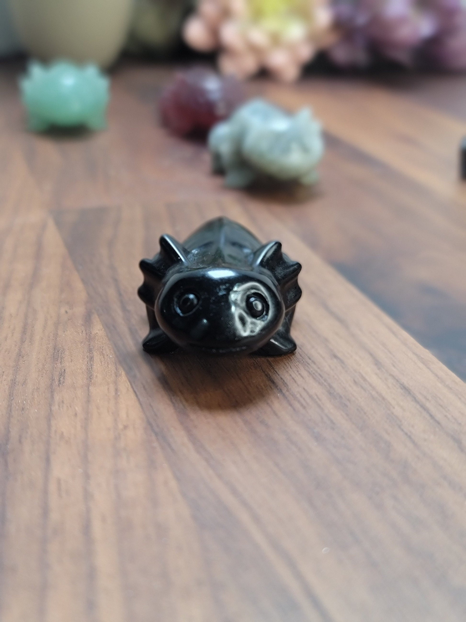 Awesome Axolotl Crystal | 2.5" | Amphibian Carving | Labradorite, Banded Calcite, Obsidian, UV Yooperlite, QueSera | Intuitively Chosen
