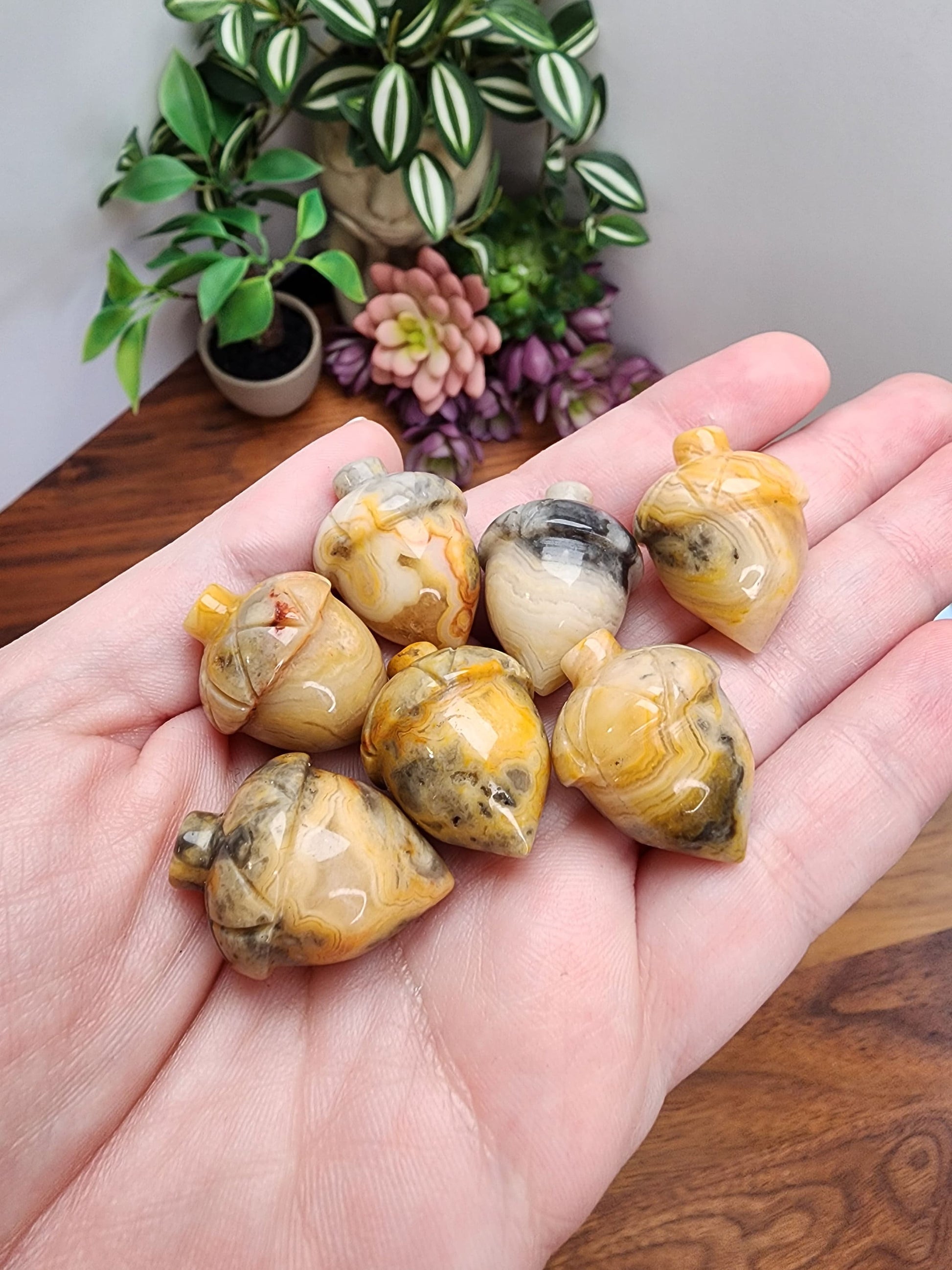 Crystal Acorn: Choose Your Stone - Unakite, Jasper, Obsidian