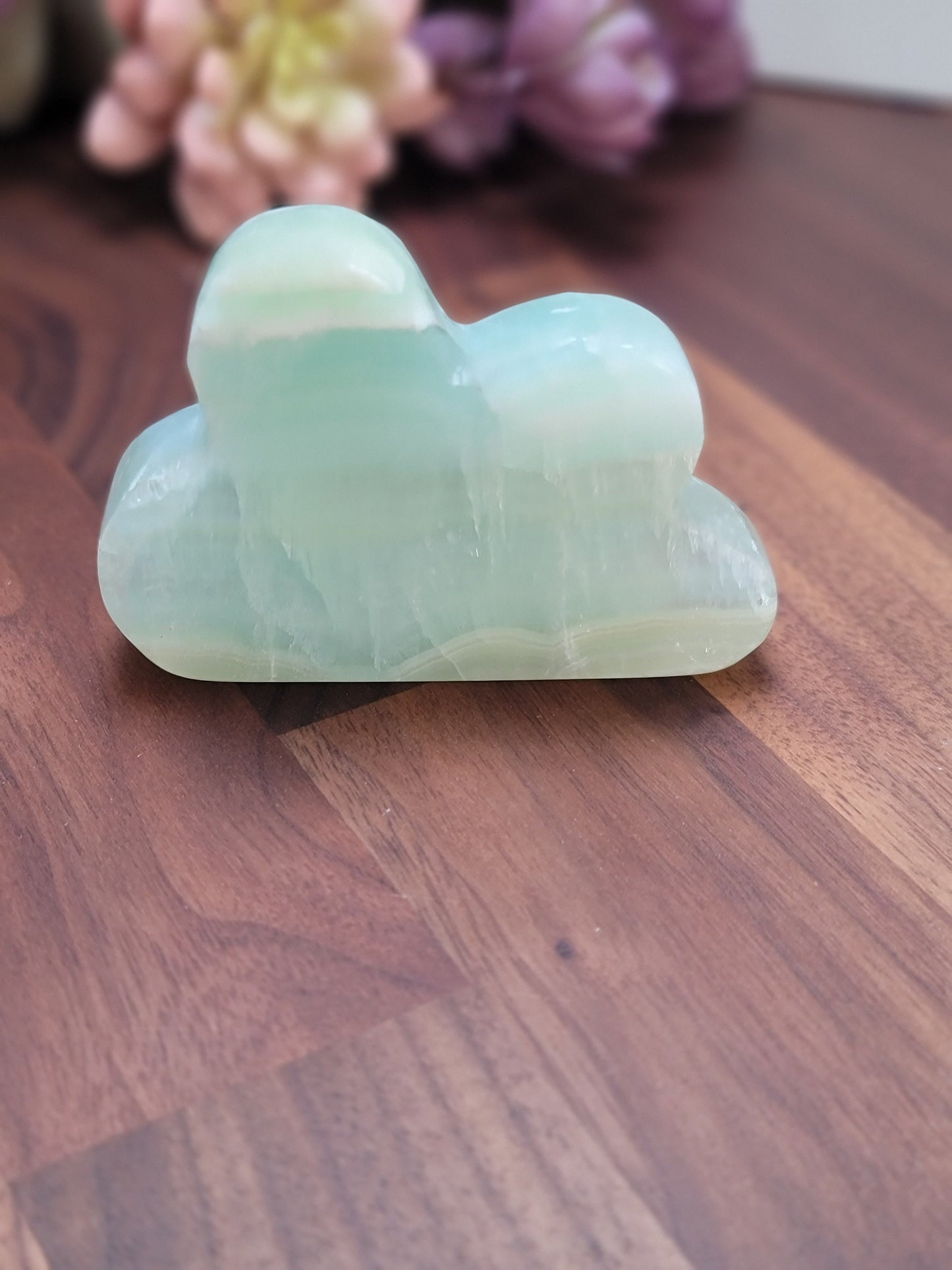 Pistachio Calcite Cloud Carving: Green and Teal Blue Crystal