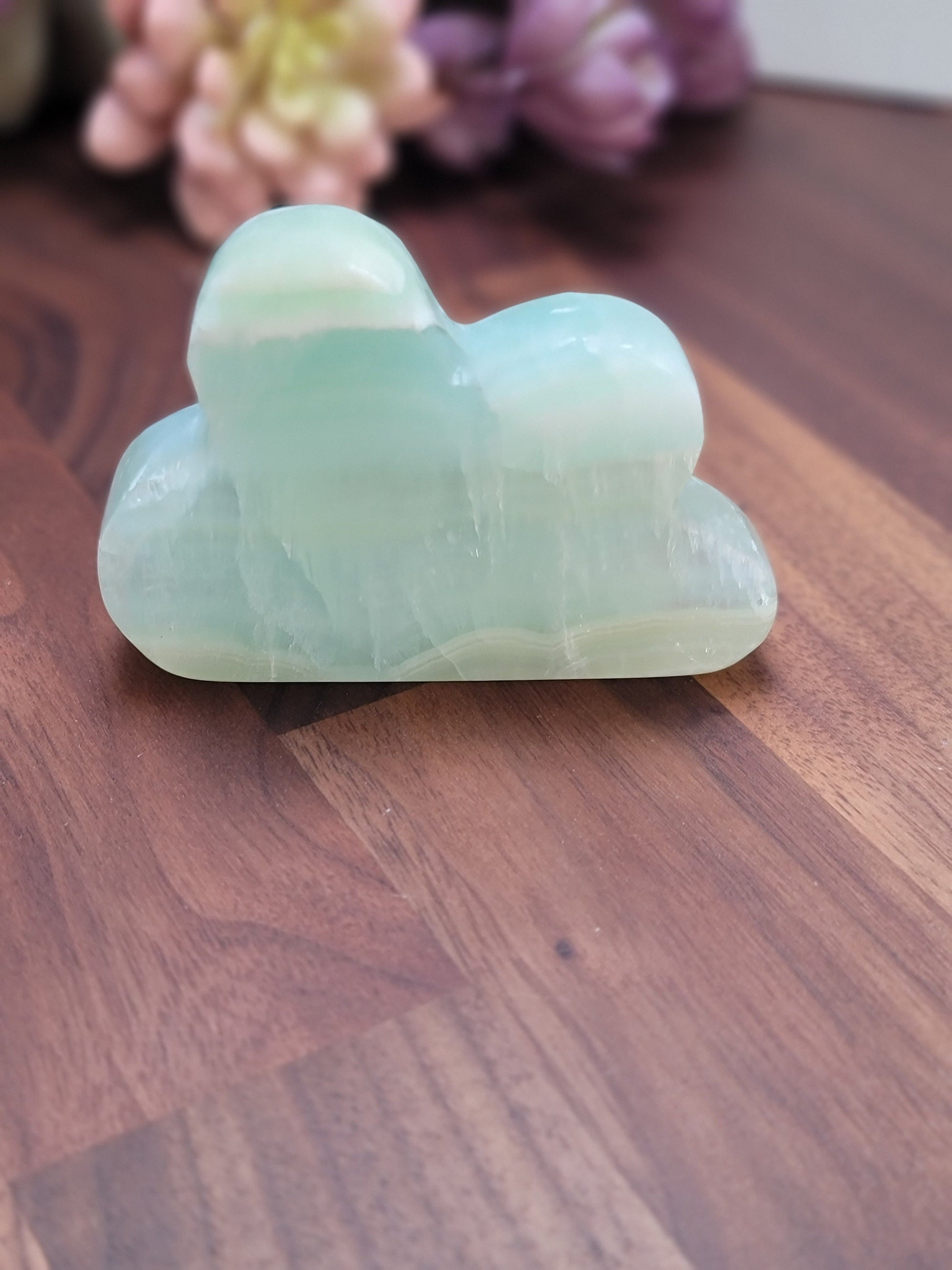 Pistachio Calcite Cloud Carving: Green and Teal Blue Crystal