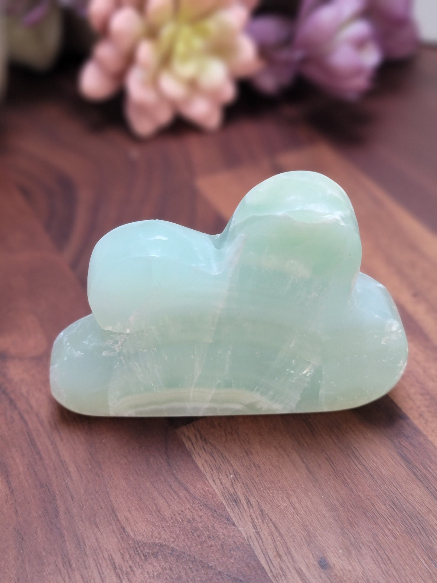 Pistachio Calcite Cloud Carving: Green and Teal Blue Crystal