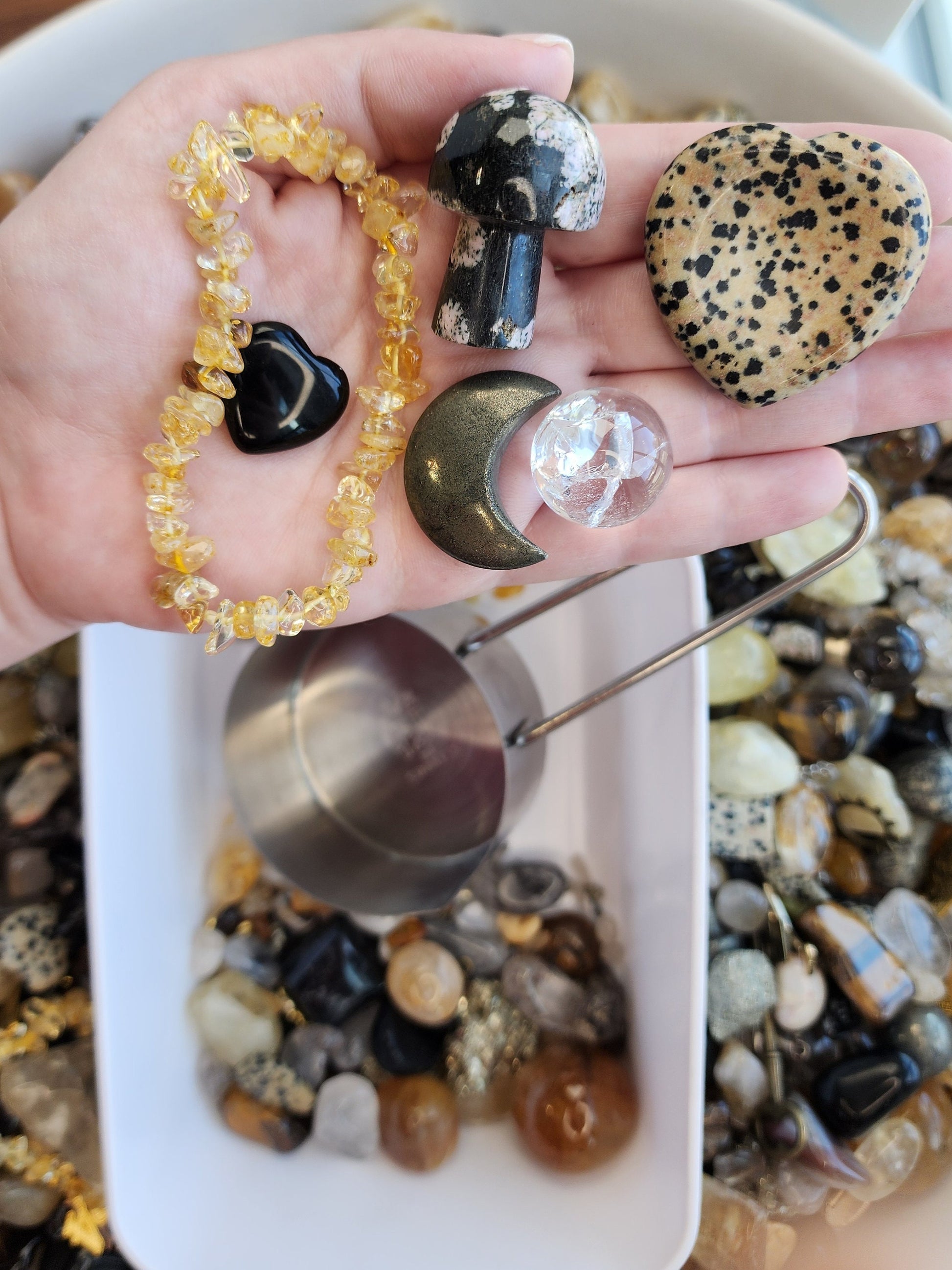 Crystal Confetti Scoop: Gold, Citrine, Obsidian, Quartz Mix