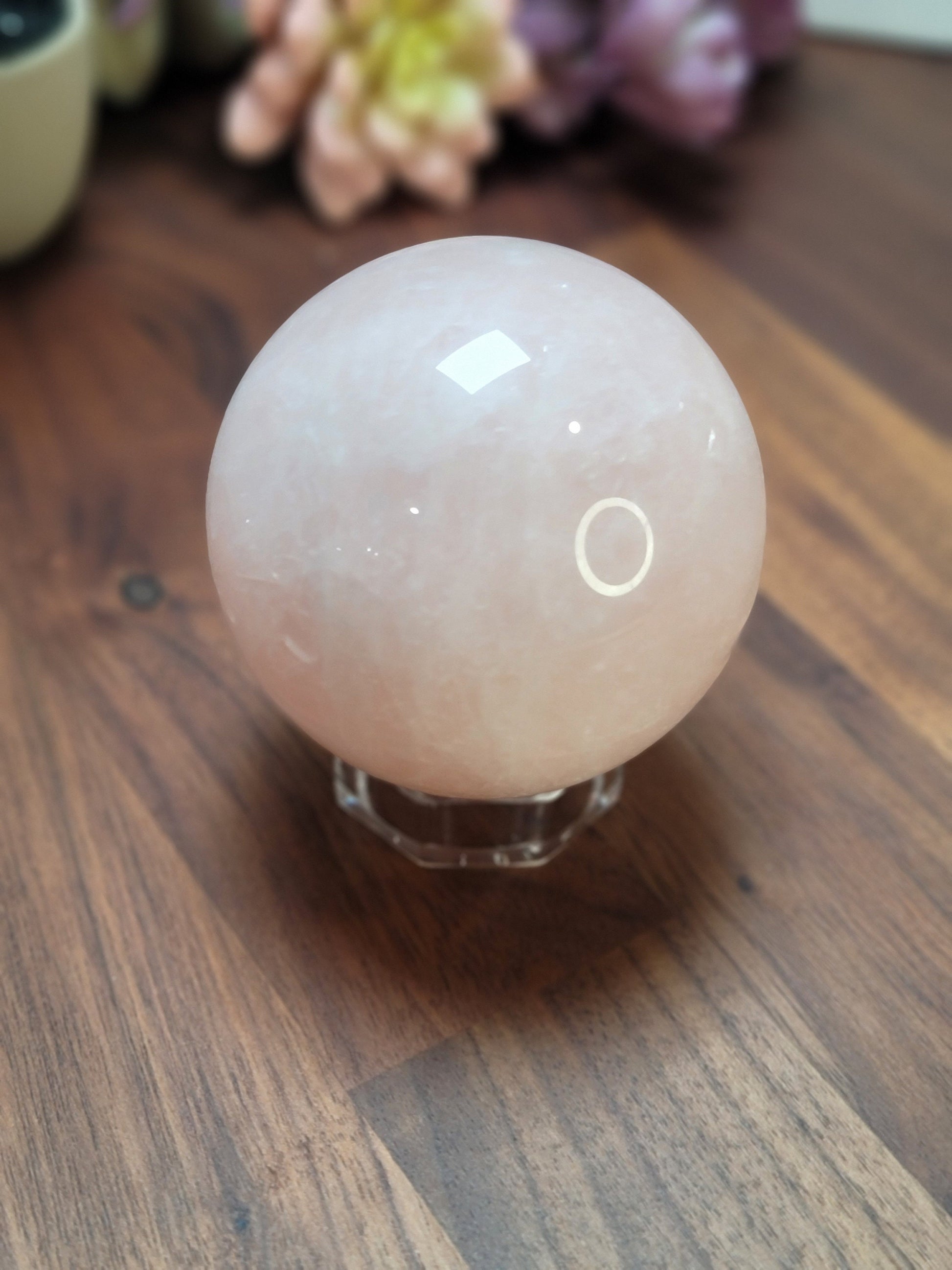 Radiant Rose Quartz Crystal Sphere | 78 MM | Alpha | Pink and White | Only 1 Available