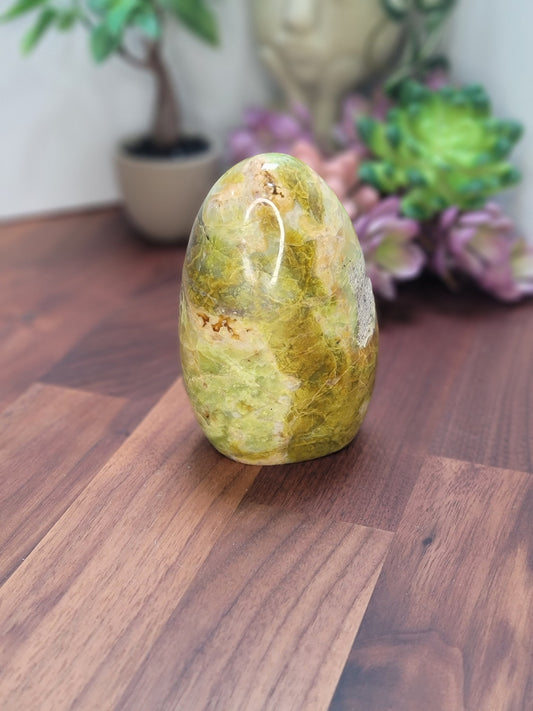 Green Opal Free Form (B) Betty | Crystal Carving | Green Brown and Yellow | Only 1 Available