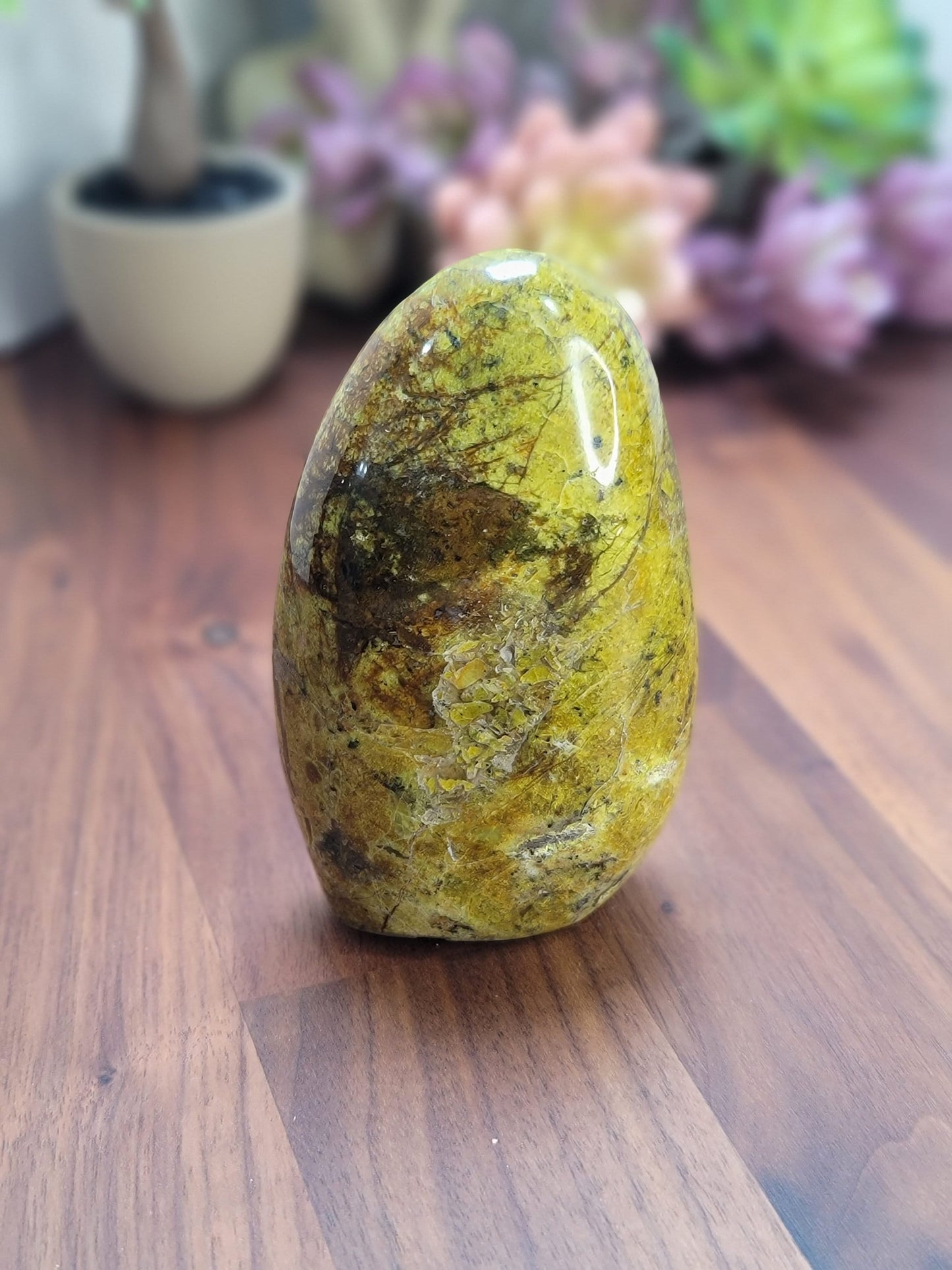 Green Opal Free Form (A) Abbie | Crystal Carving | Green Brown and Yellow | Only 1 Available