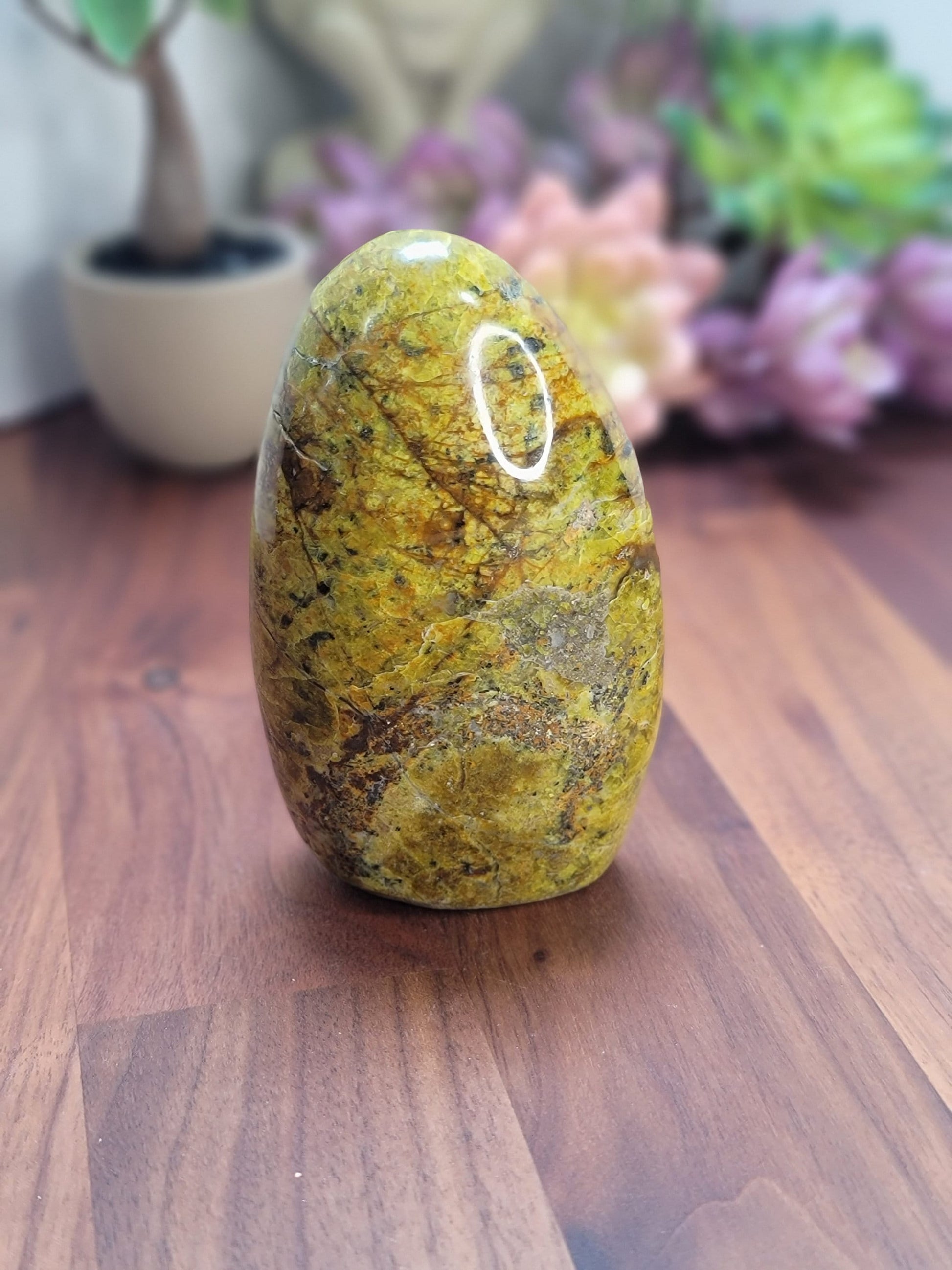 Green Opal Free Form (A) Abbie | Crystal Carving | Green Brown and Yellow | Only 1 Available