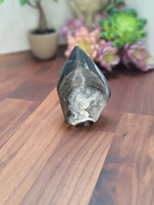 Druzy Sphalerite Free Form (F) Frankie | 3.5" | Sparkling Black and Gray Flame | Only 1 Available
