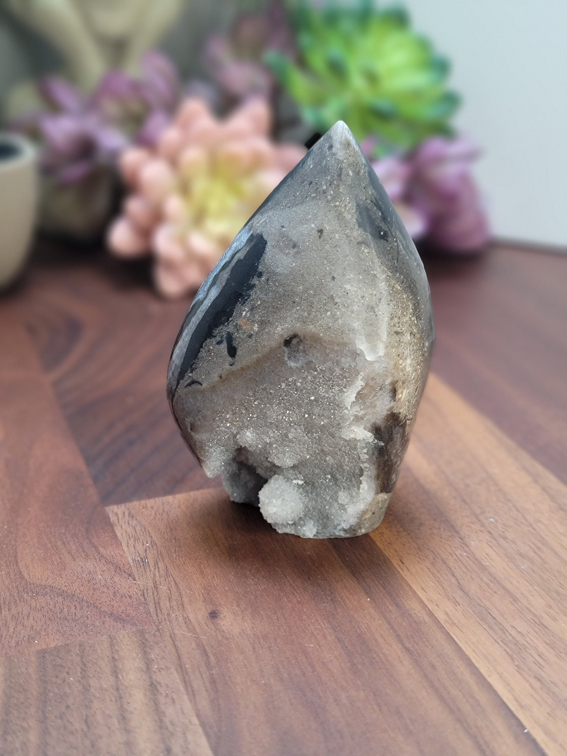 Druzy Sphalerite Free Form (F) Frankie | 3.5" | Sparkling Black and Gray Flame | Only 1 Available