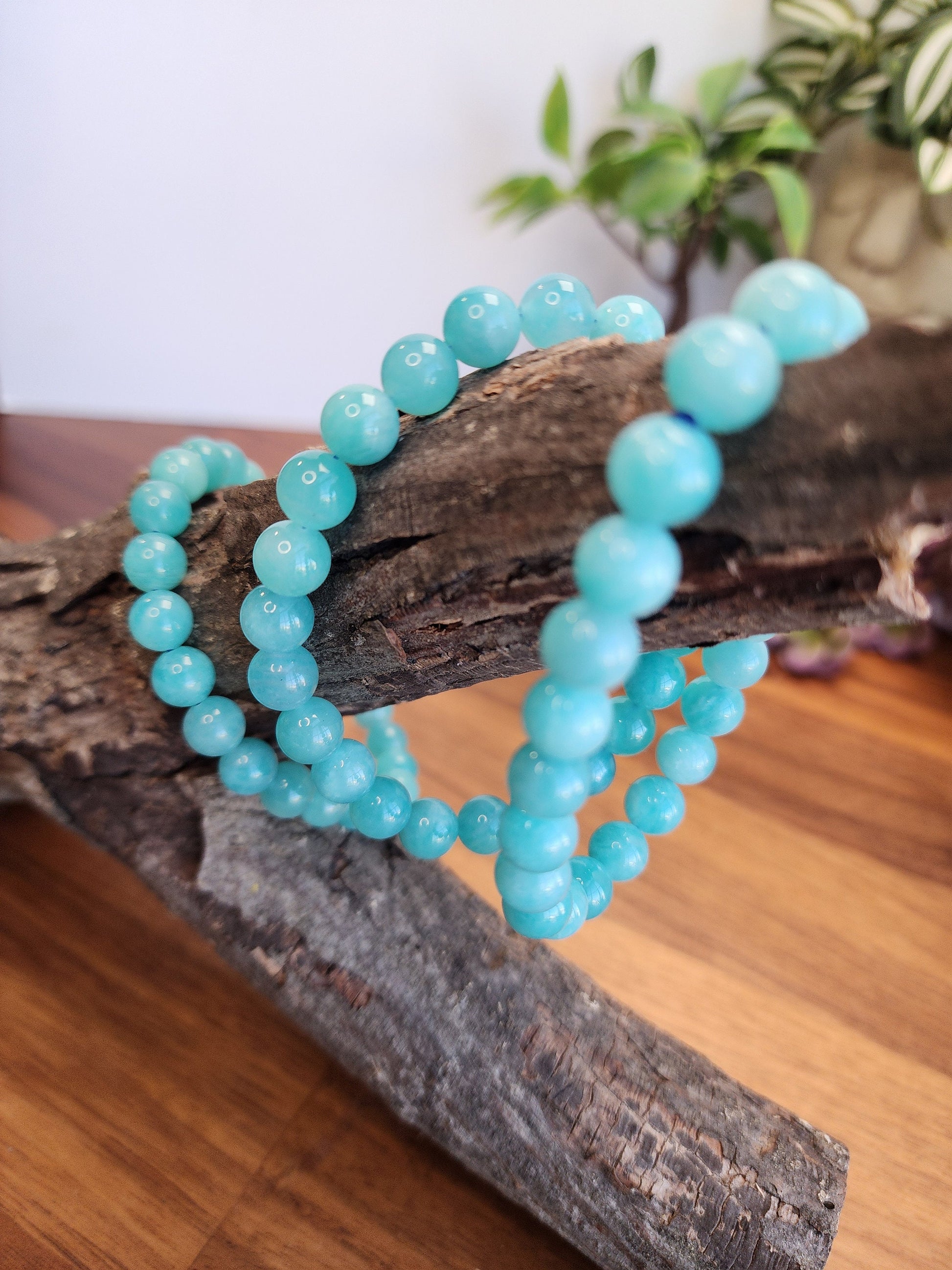 Amazonite Bracelet | 8MM Teal Crystal Jewelry | Beachy Ocean Blue | Mermaidcore | Sea Witch | Bright & Bold