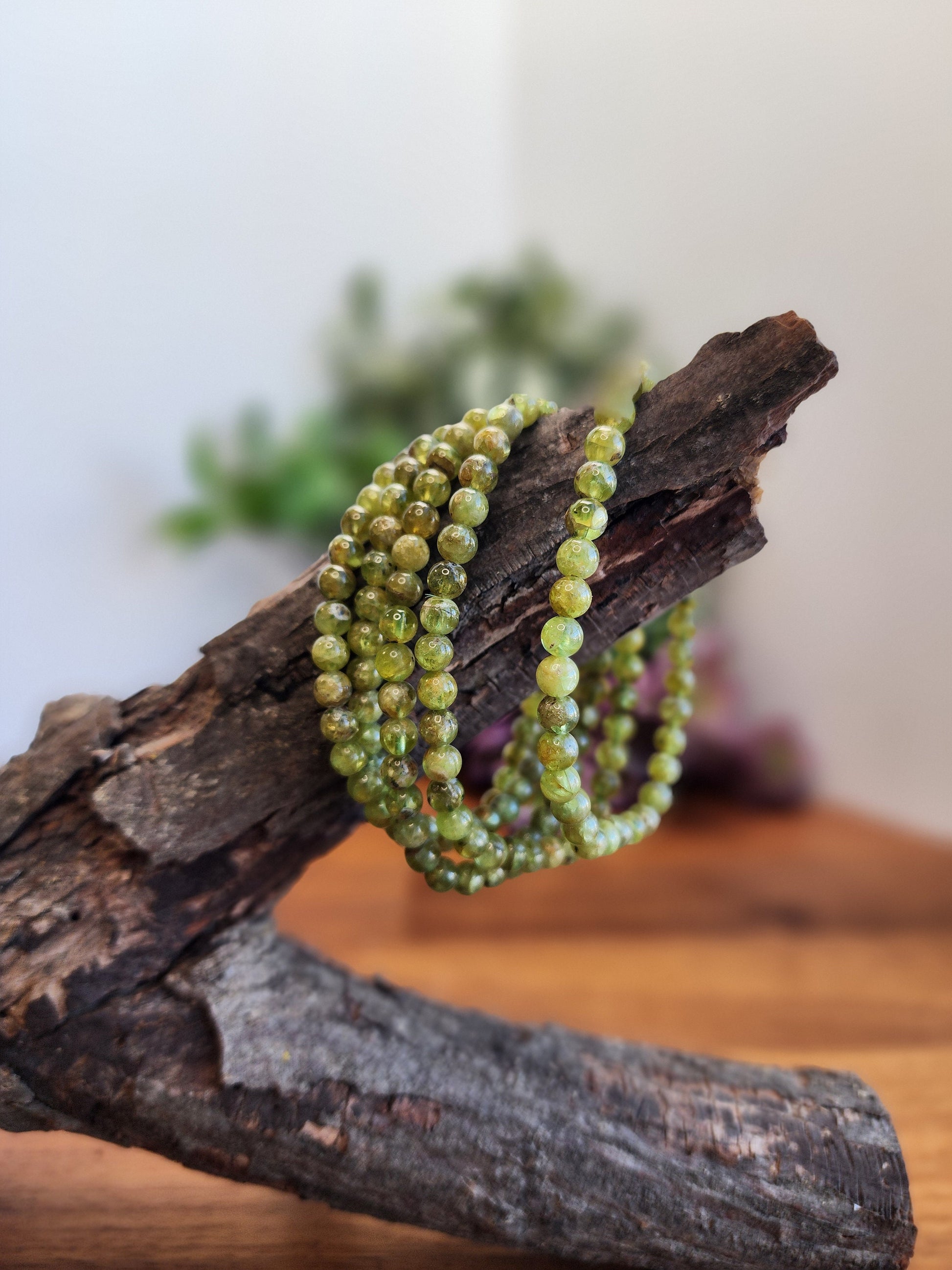 Peridot Crystal Bracelet | 5MM | Minimalist Green Jewelry | Rare Crystals | Bright Grass and Moss Colors | Vibrant Summer Fashion Ideas