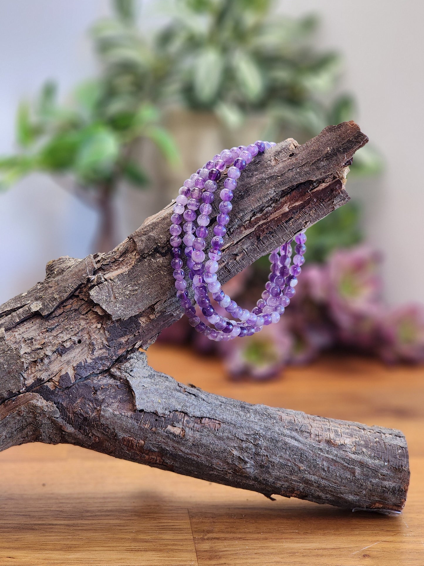 Chevron Amethyst Crystal Bracelet | 4MM | Purple and White | Intuitively Chosen