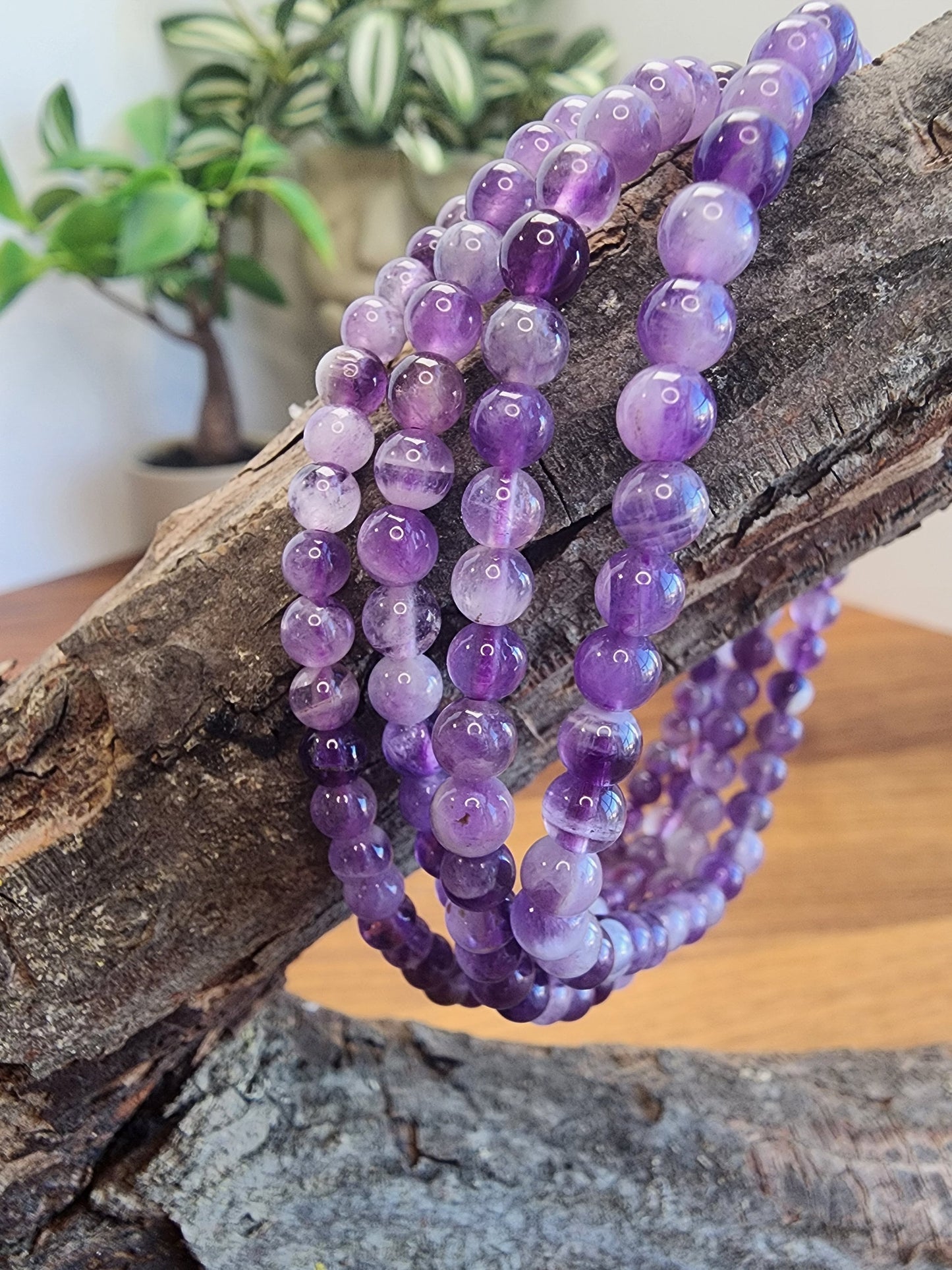 Chevron Amethyst Crystal Bracelet | 4MM | Purple and White | Intuitively Chosen