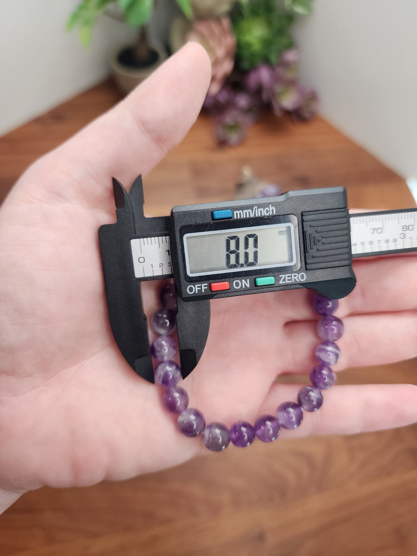 Dream Amethyst | 8MM Crystal Bracelet | Purple, Lilac & Cloud White Jewelry | Some with Chevron | Subtle, Classy Anklet | Ame Favorite