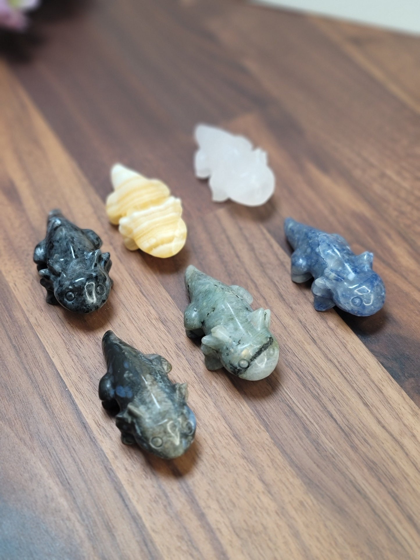 Awesome Axolotl Crystal | 2.5" | Amphibian Carving | Labradorite, Banded Calcite, Obsidian, UV Yooperlite, QueSera | Intuitively Chosen