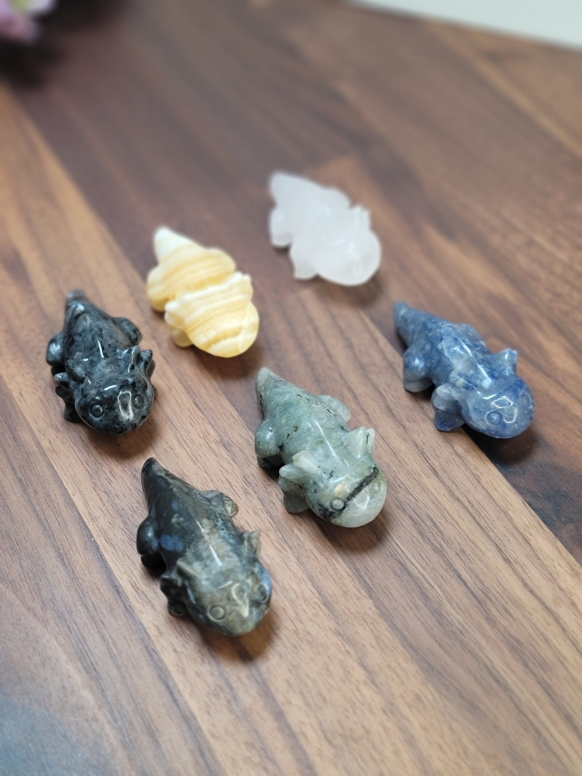 Awesome Axolotl Crystal | 2.5" | Amphibian Carving | Labradorite, Banded Calcite, Obsidian, UV Yooperlite, QueSera | Intuitively Chosen