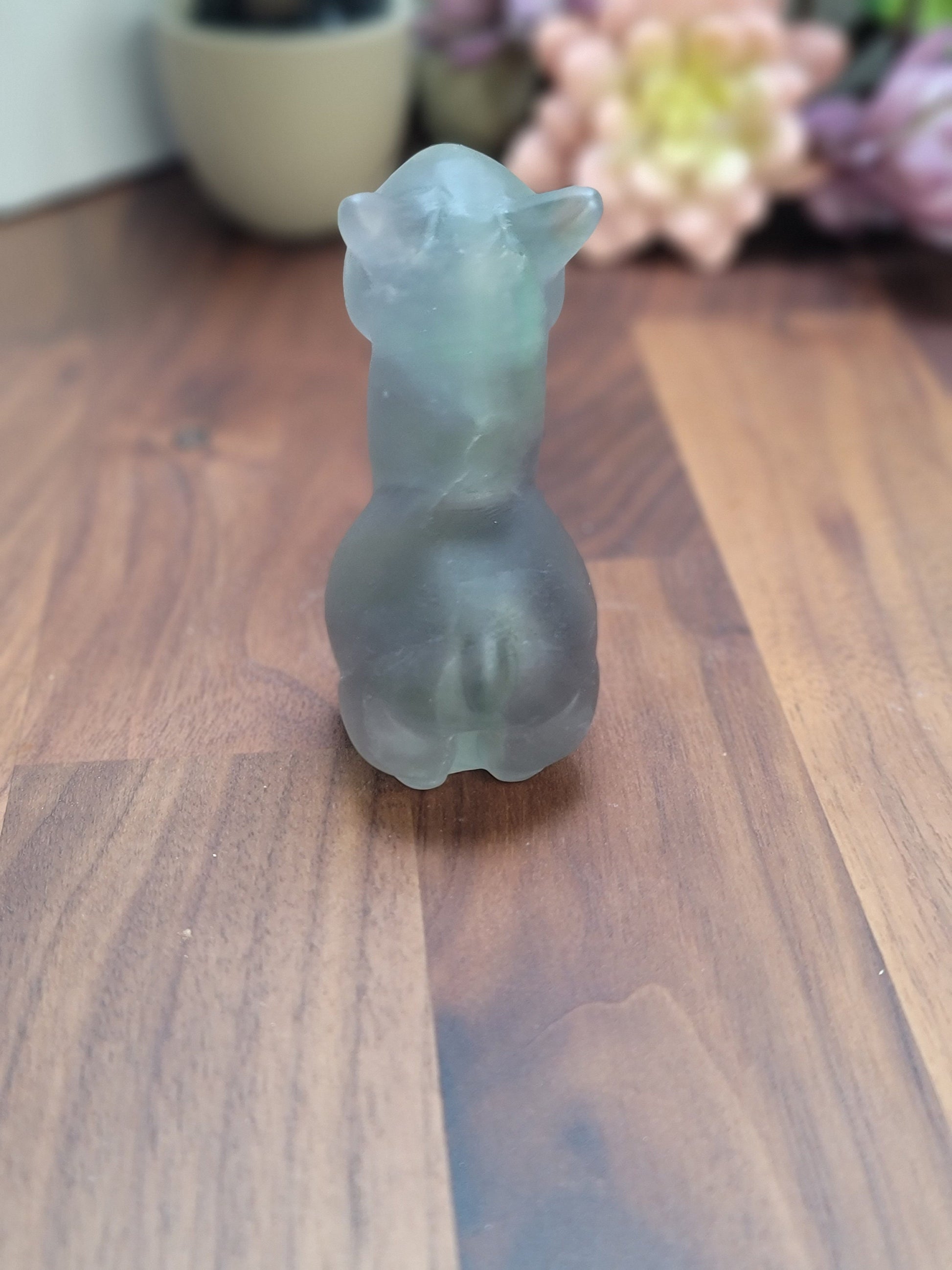 Aloof Alpaca B (Beatrice) | Rainbow Fluorite | Llama Crystal Carving | About 3" | Green and Purple | Only 1 Available