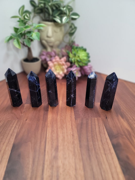 Dark Blue Sodalite Towers | Deep Color Navy Crystal Points | Intuitively Chosen