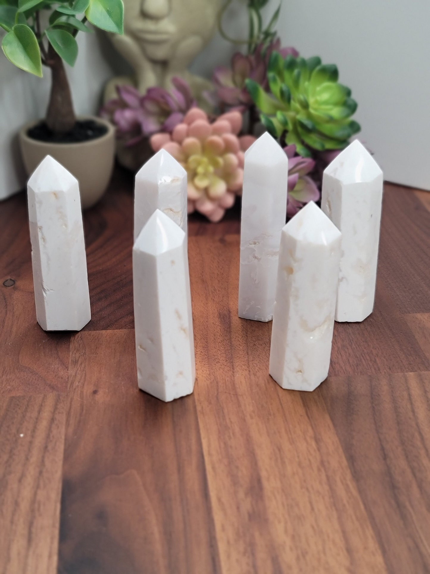 White Druzy Agate Tower | Snow White Quartz Points | Crystal for Winter | Intuitively Chosen