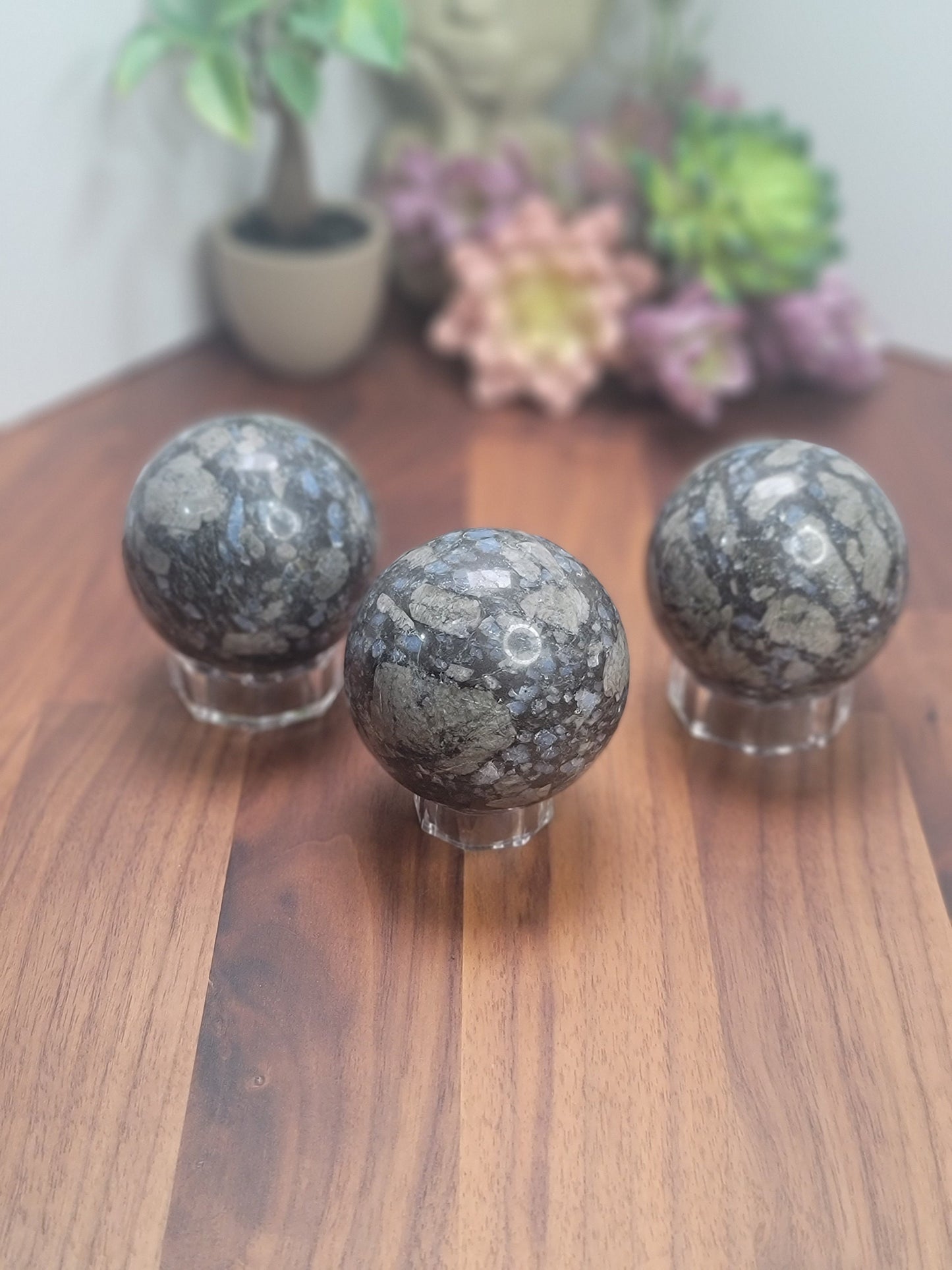 Radiant Rhyolite Que Sera Crystal Sphere | 66 MM | Blue and Black | Intuitively Chosen