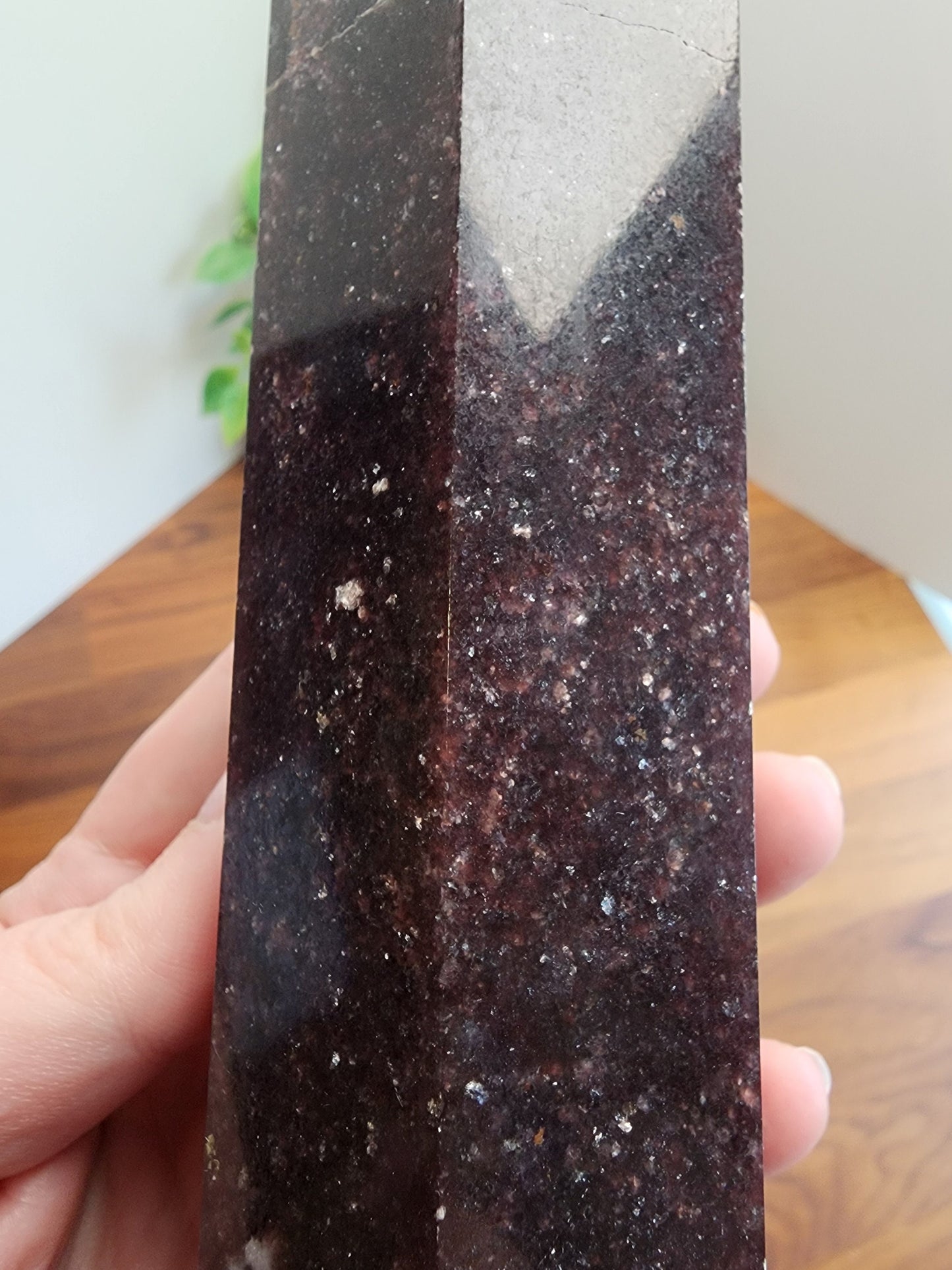 Unique Unicorn Stone Crystal Tower | (A) August - 7.75" | Purple Lepidolite, Pink Tourmaline & Smokey Quartz Point | Mermaidcore Night Sky