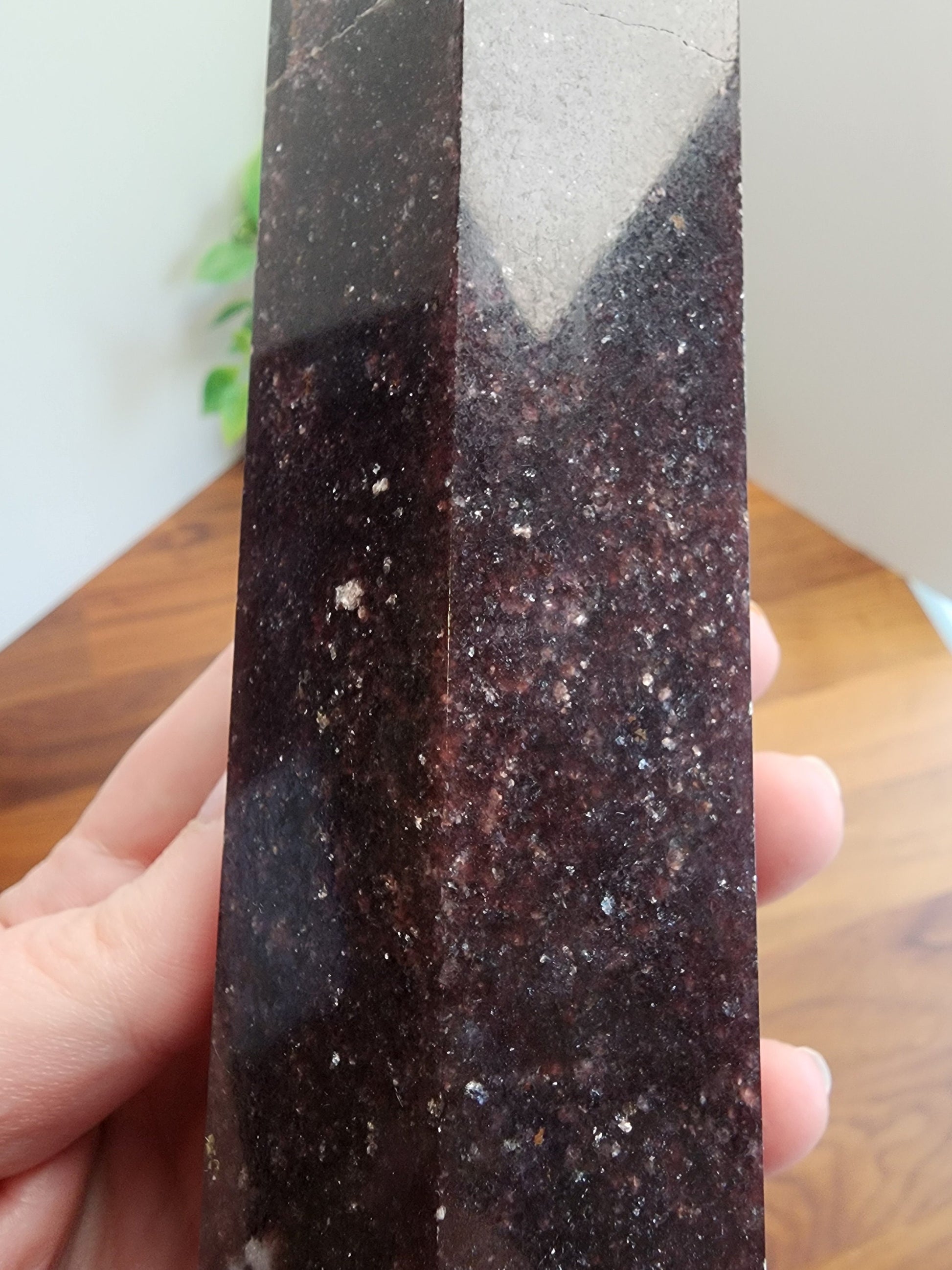 Unique Unicorn Stone Crystal Tower | (A) August - 7.75" | Purple Lepidolite, Pink Tourmaline & Smokey Quartz Point | Mermaidcore Night Sky